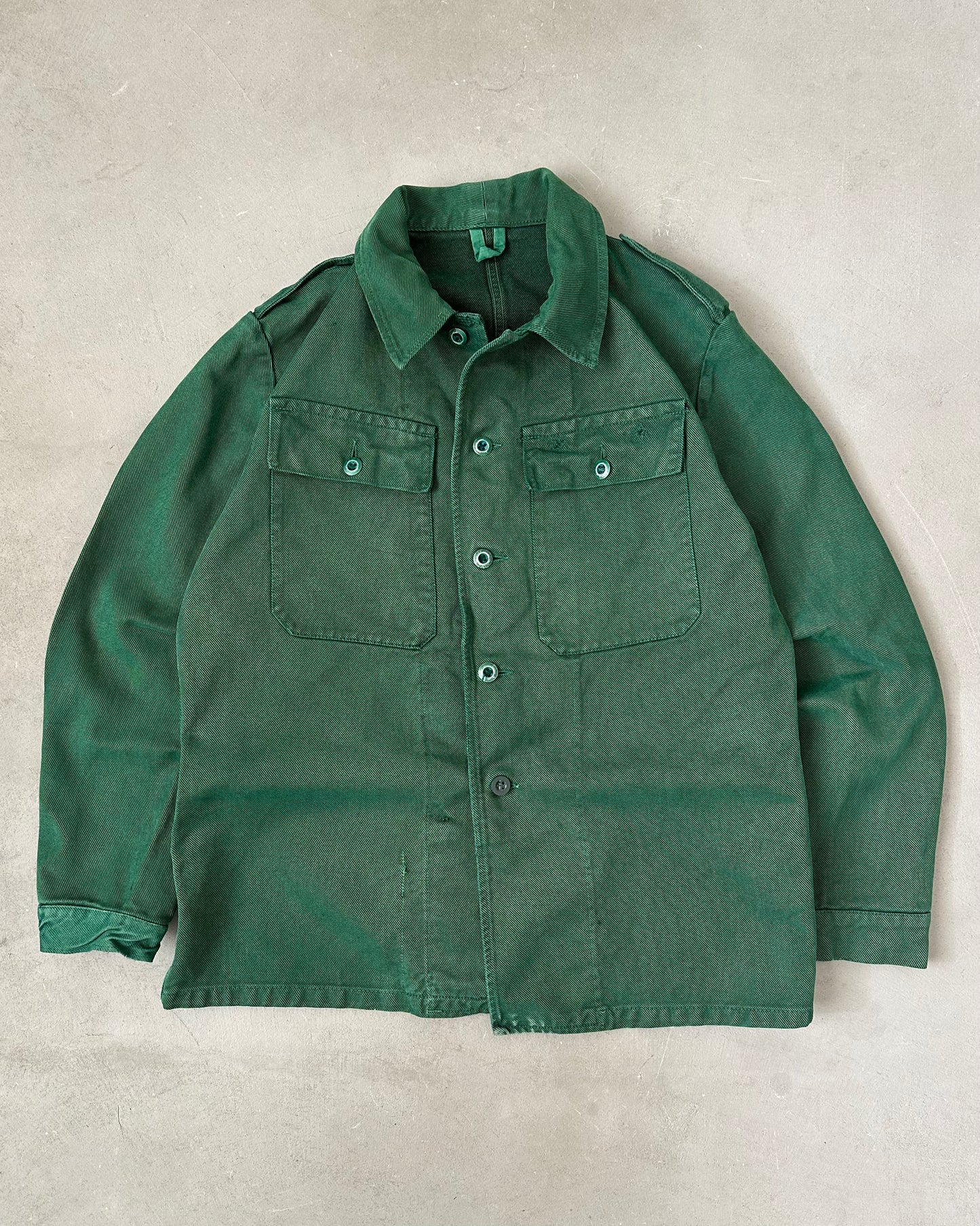 1960s - Green Twill Shirt - S/M