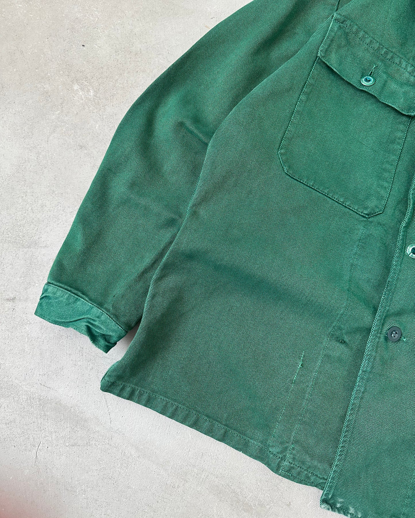 1960s - Green Twill Shirt - S/M