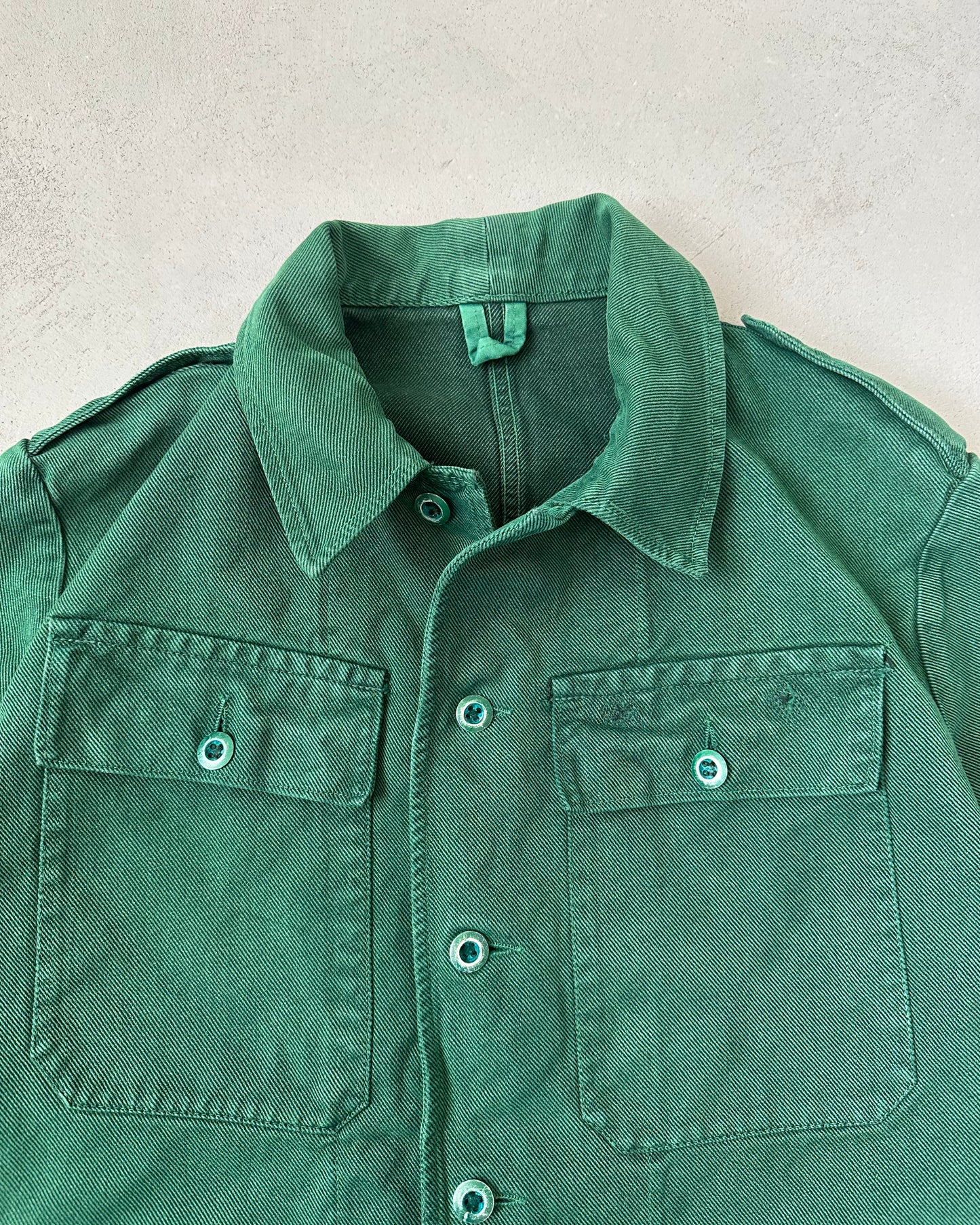 1960s - Green Twill Shirt - S/M