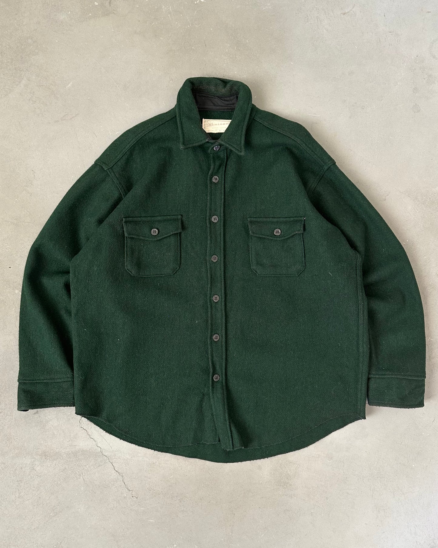 1970s - Green Melton Wool Shacket - XL