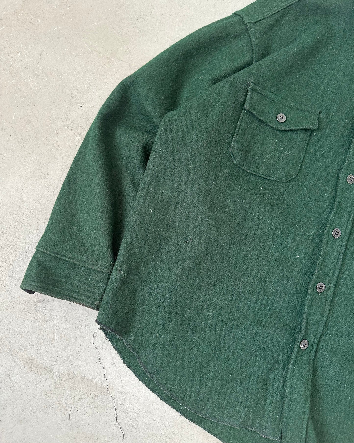 1970s - Green Melton Wool Shacket - XL