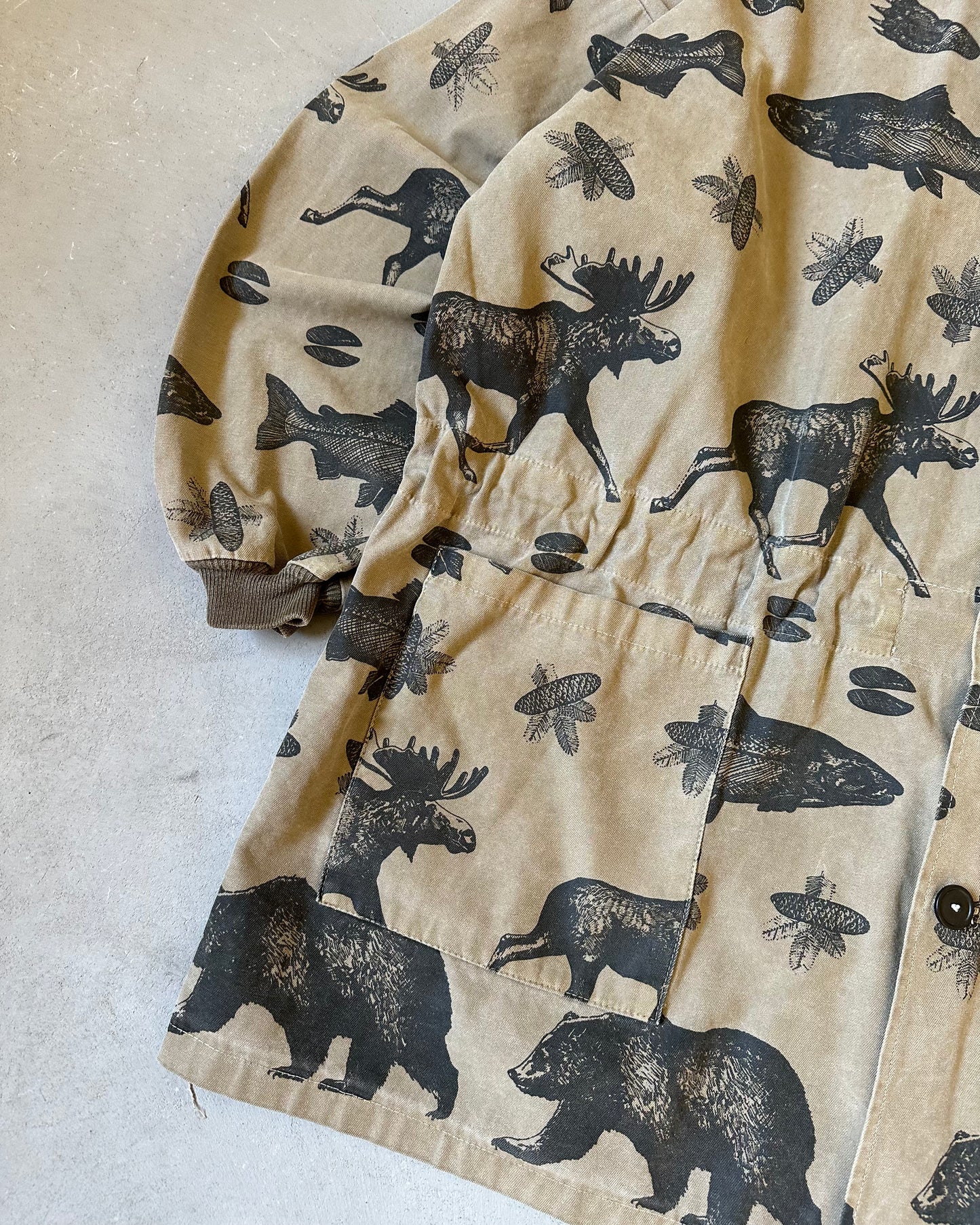1990s - Khaki Wild Life Long Anorak - L/XL