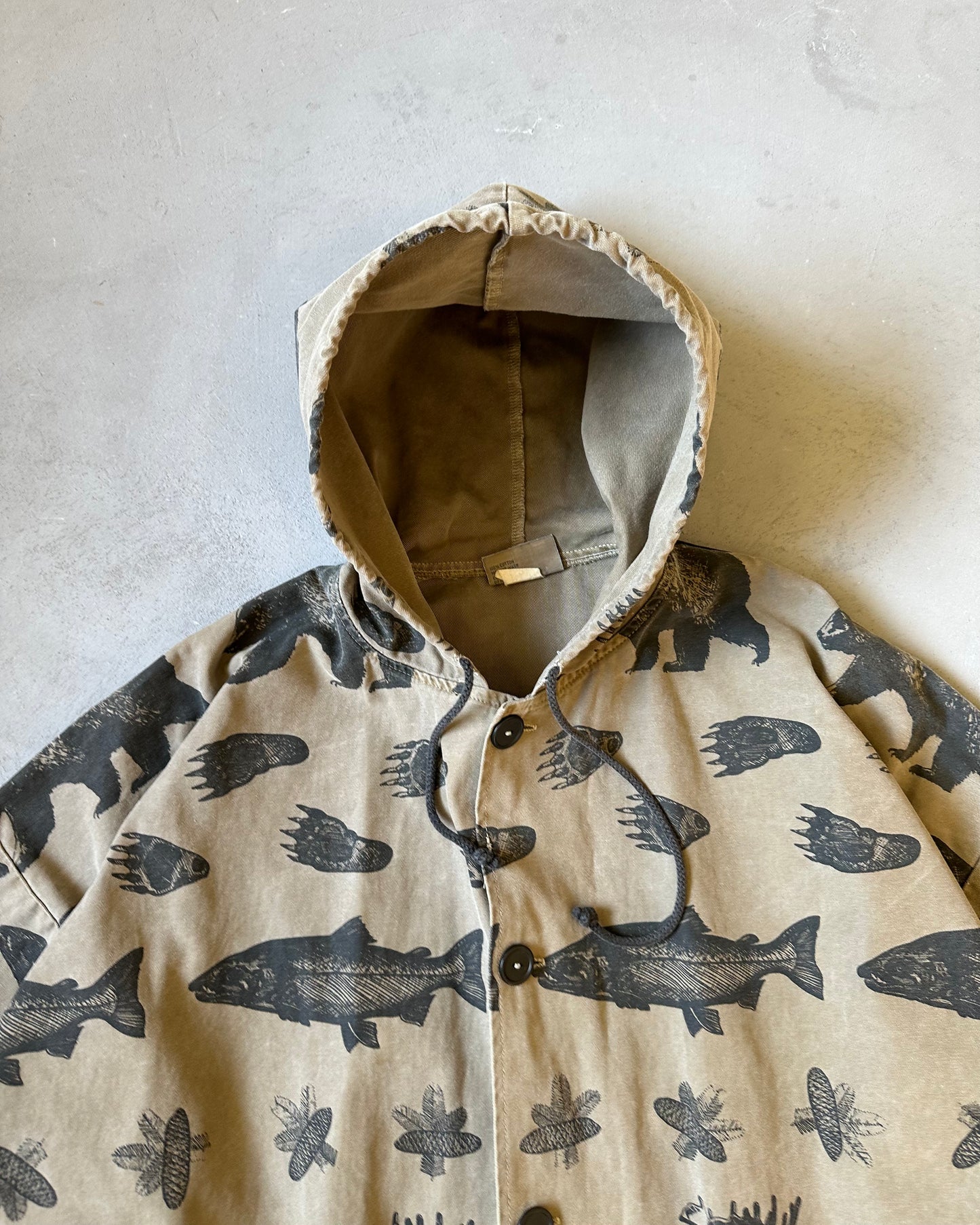 1990s - Khaki Wild Life Long Anorak - L/XL