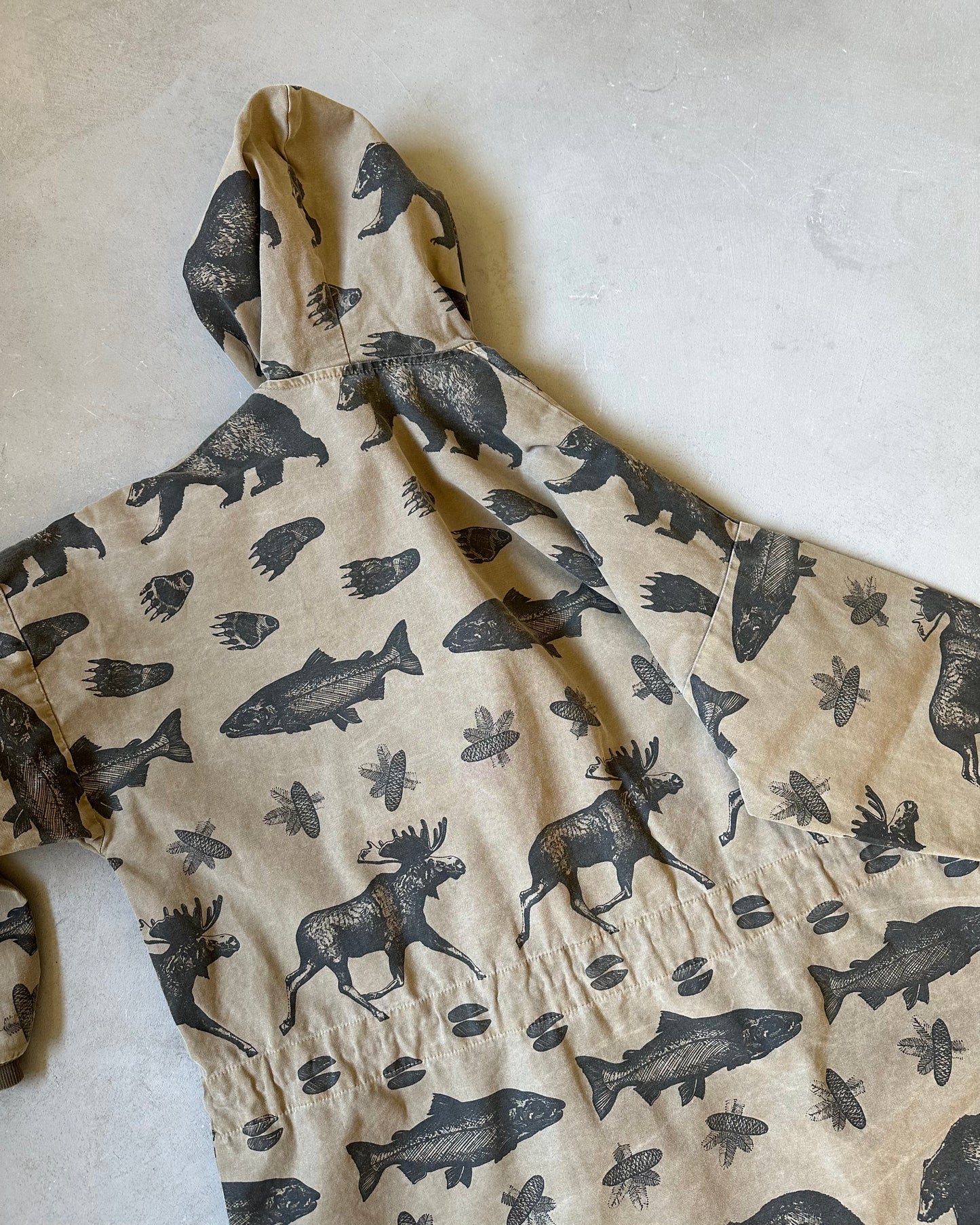 1990s - Khaki Wild Life Long Anorak - L/XL