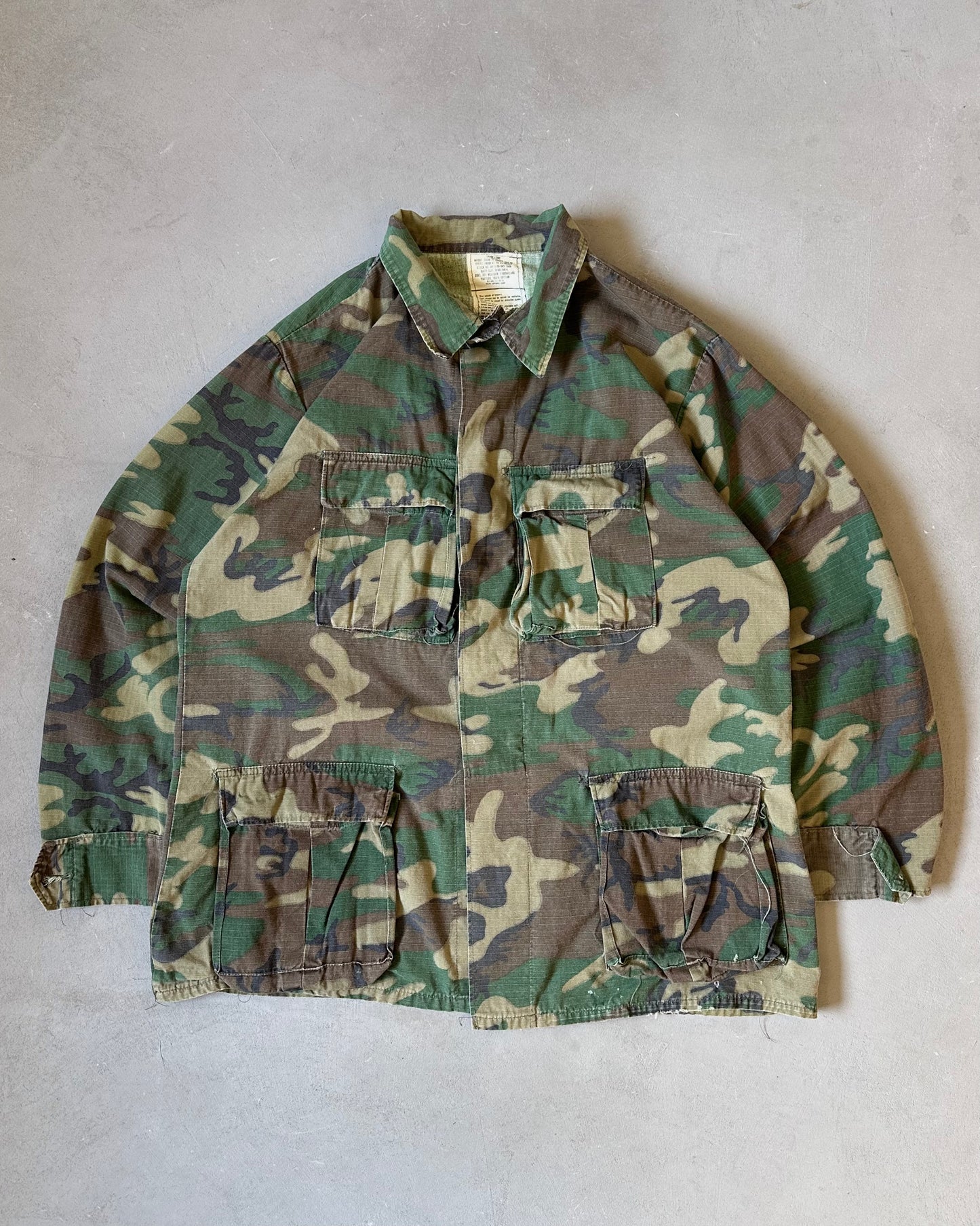 1970s - Camo Slant Pocket Military Over Shirt - L (Tall)