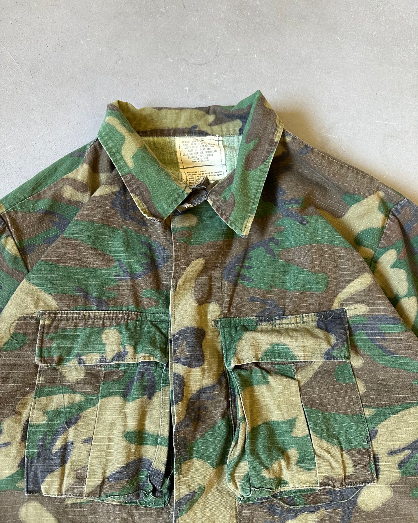 1970s - Camo Slant Pocket Military Over Shirt - L (Tall)