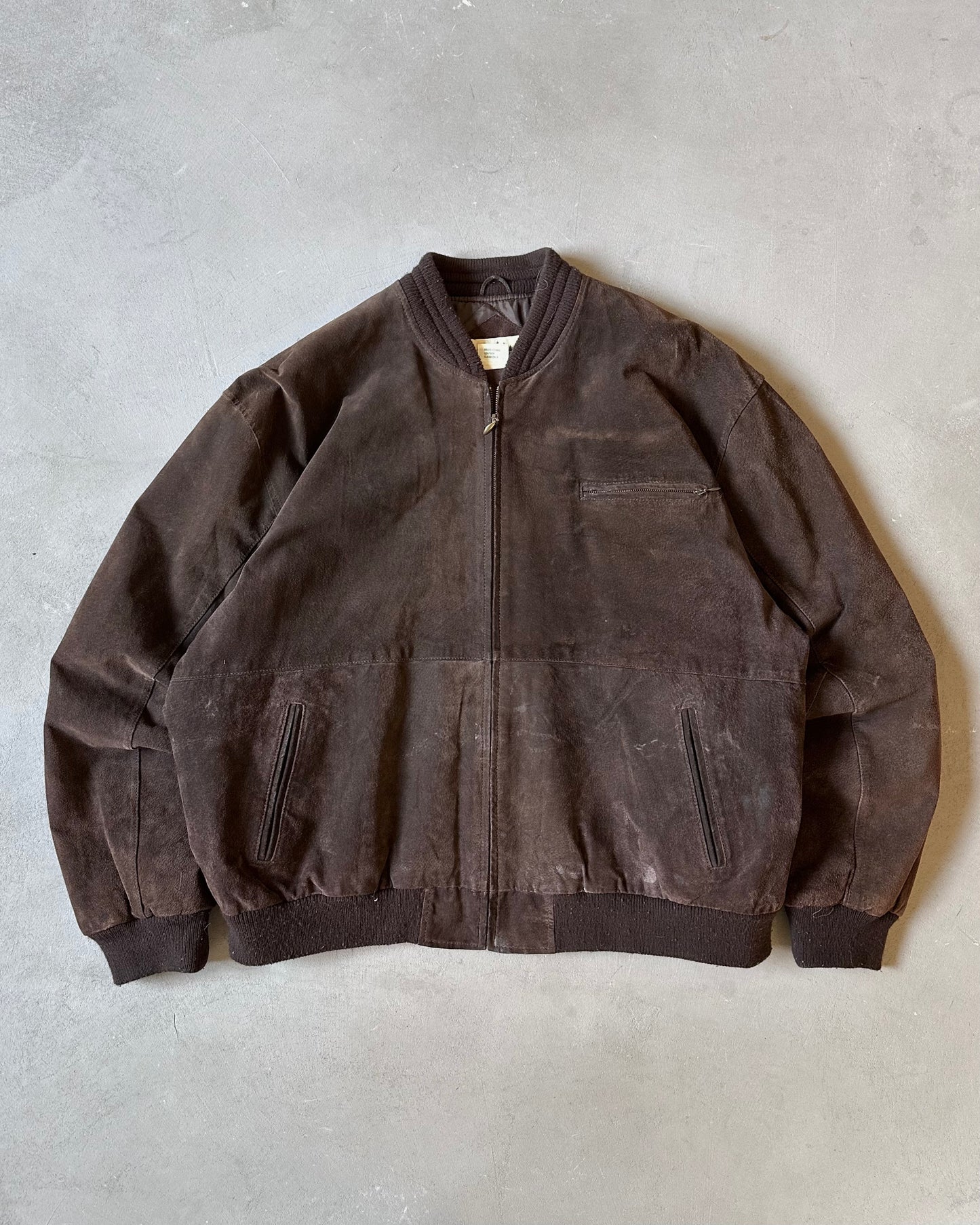 1990s - Brown Suede Bomber Jacket - XL