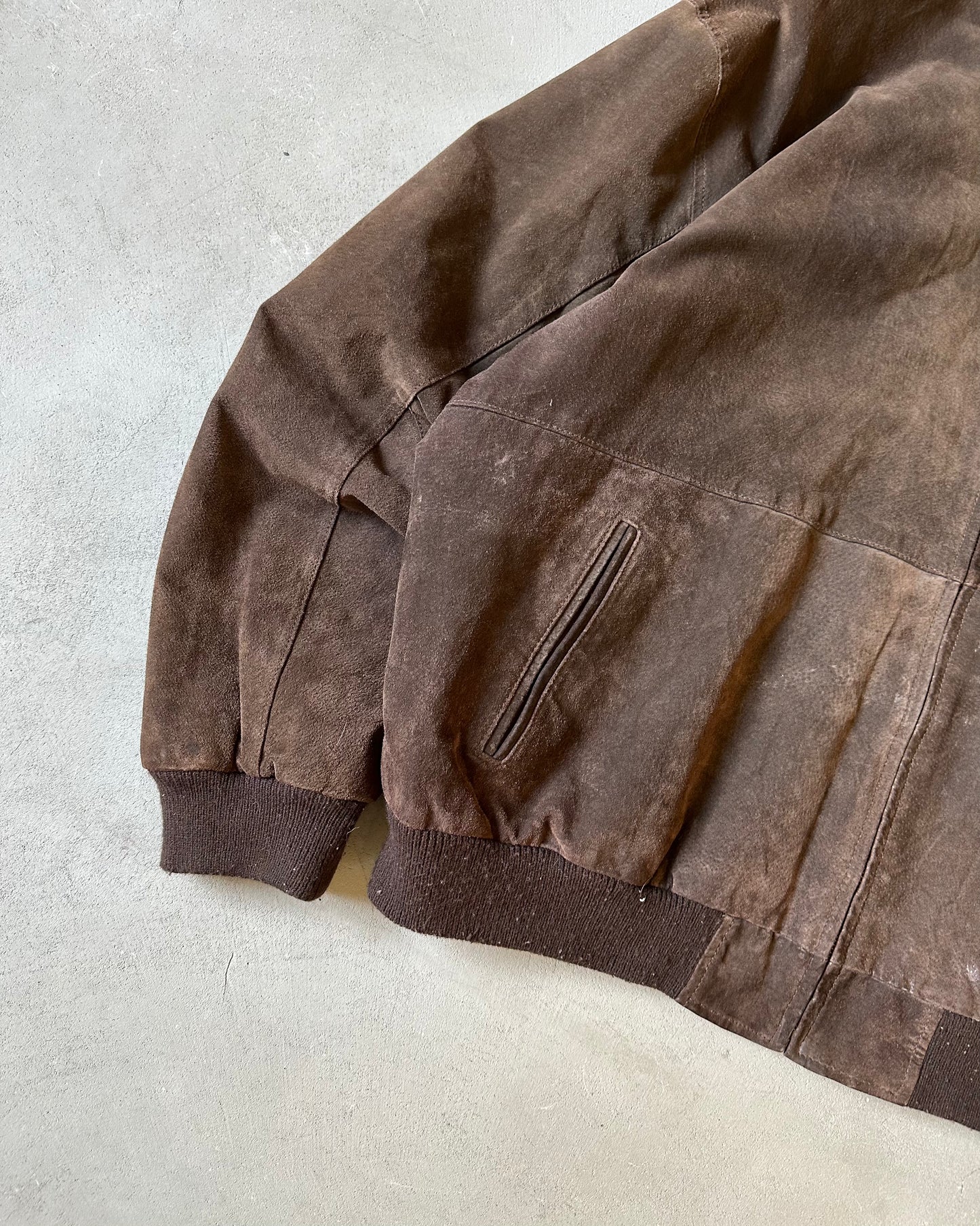 1990s - Brown Suede Bomber Jacket - XL