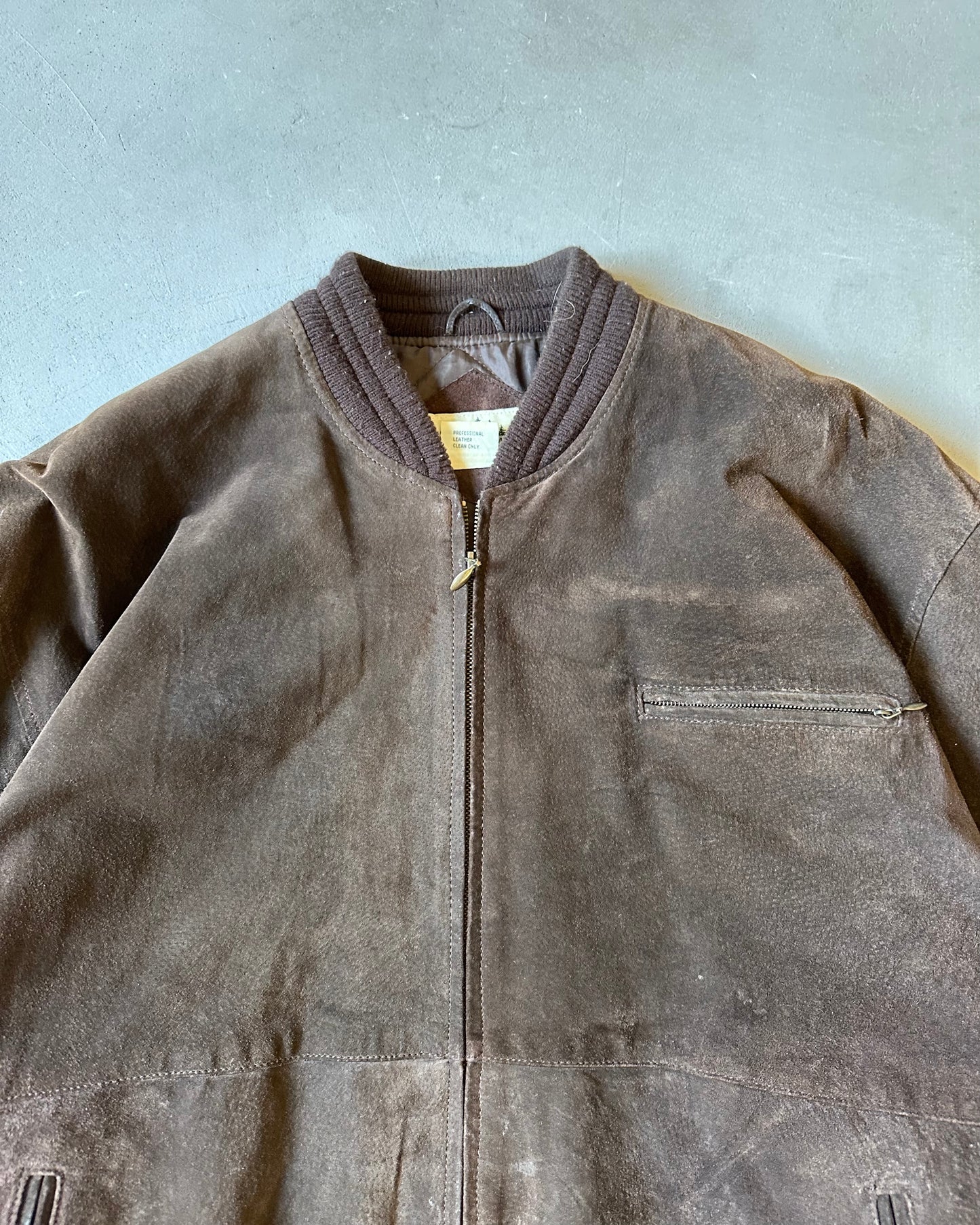 1990s - Brown Suede Bomber Jacket - XL