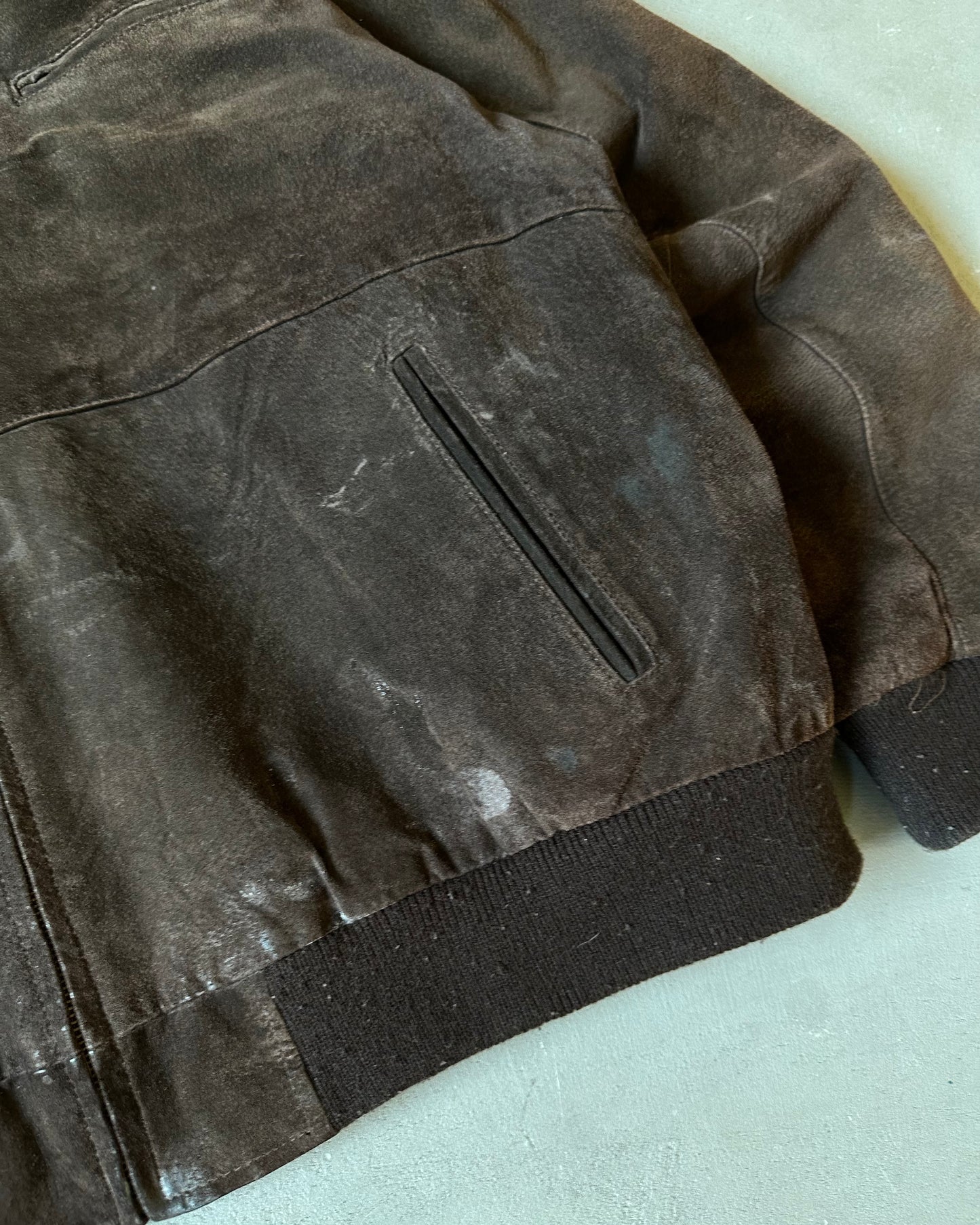 1990s - Brown Suede Bomber Jacket - XL