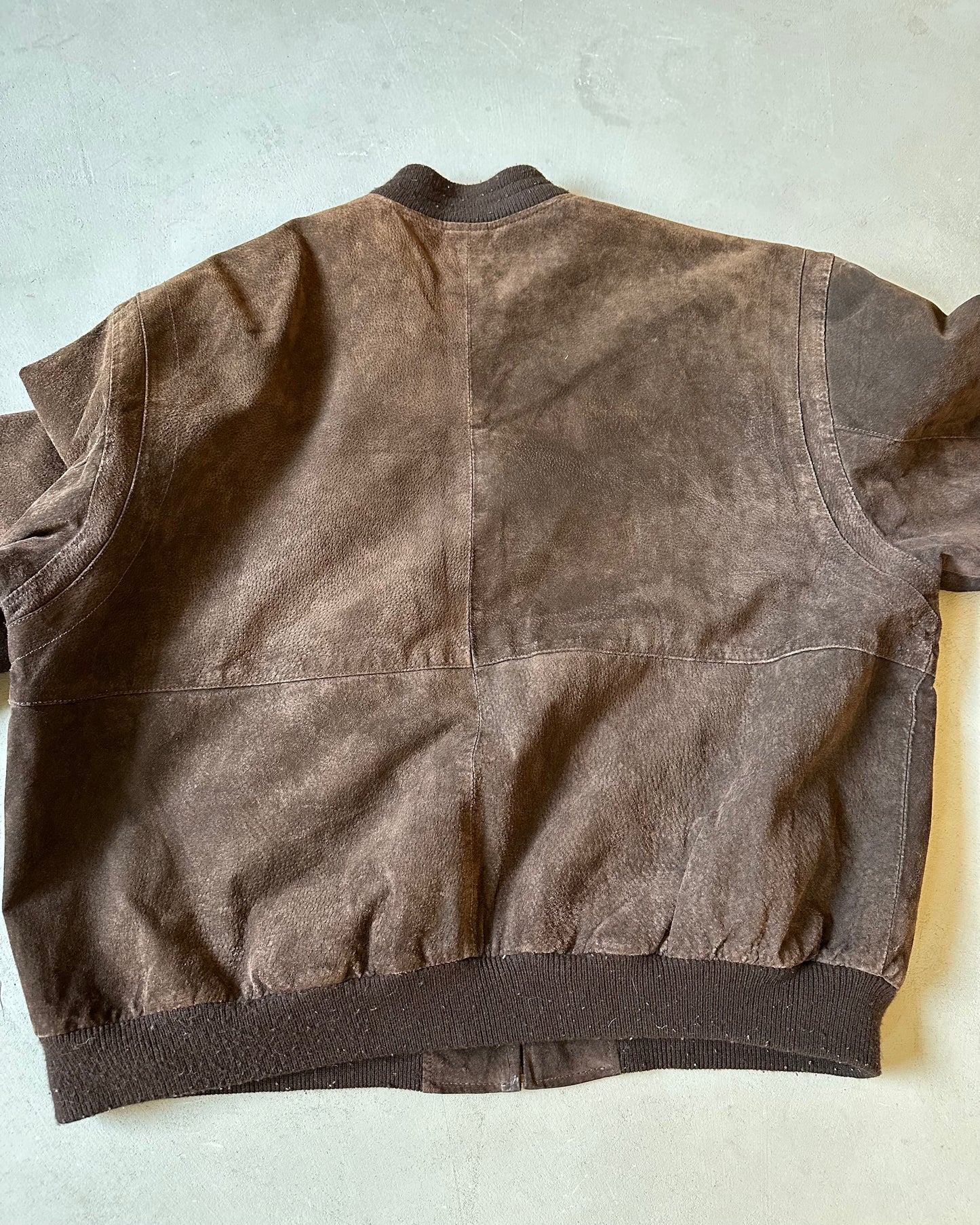 1990s - Brown Suede Bomber Jacket - XL