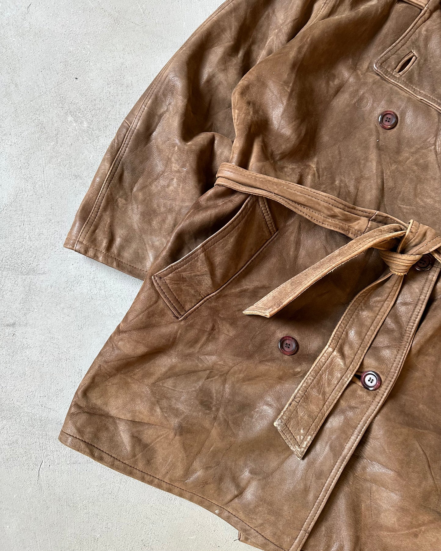 1990s - Brown Double Breasted Women's Leather Coat - (W)L