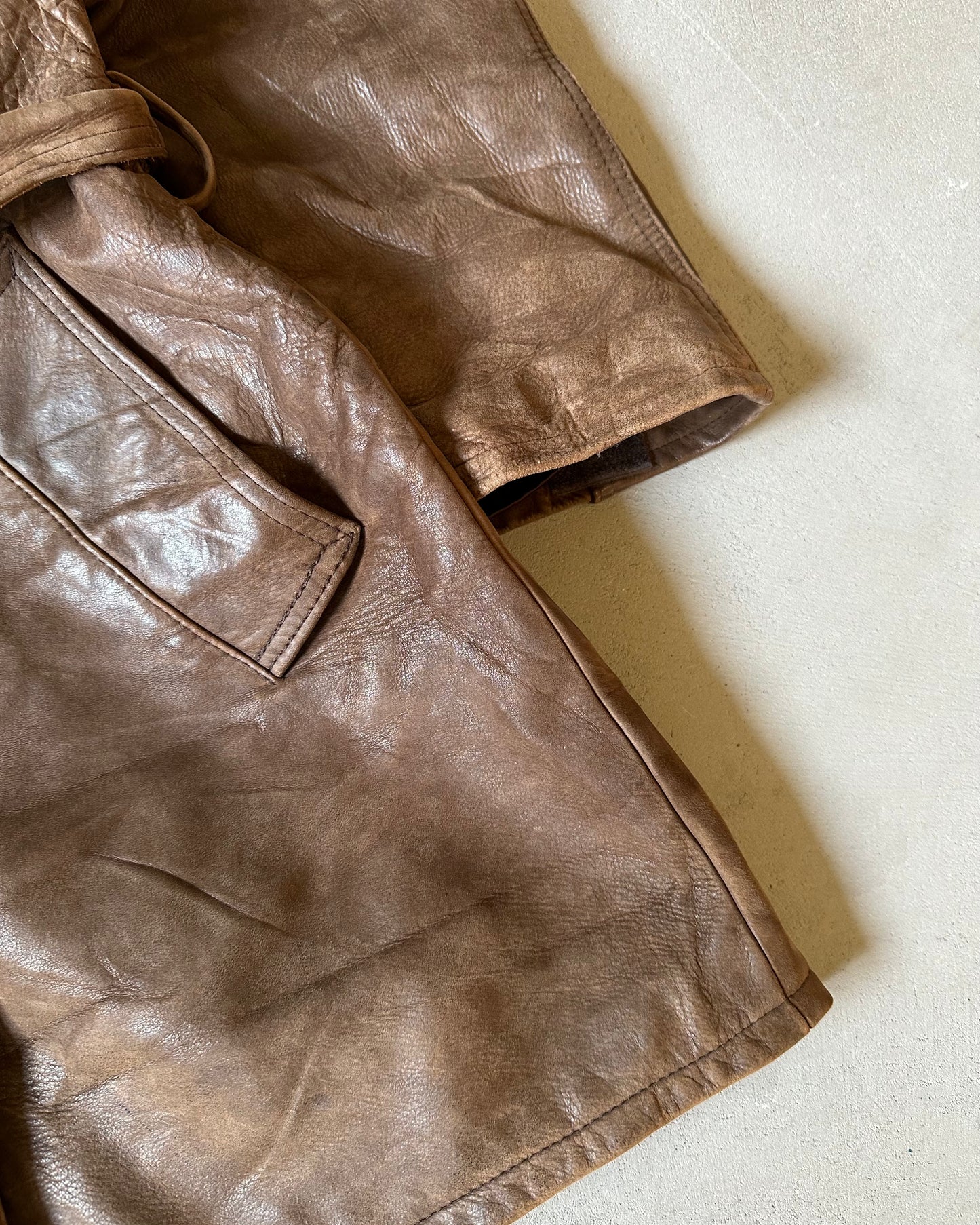 1990s - Brown Double Breasted Women's Leather Coat - (W)L