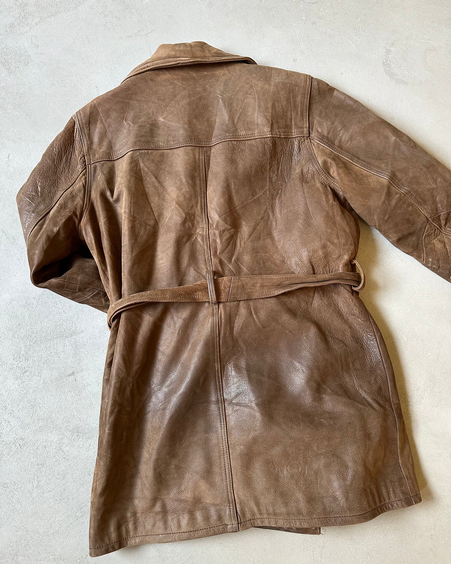 1990s - Brown Double Breasted Women's Leather Coat - (W)L