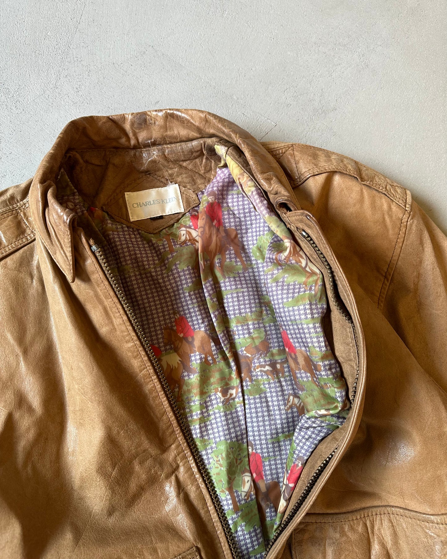 1990s - Faded Tan Aviator Women's Leather Jacket - (W)M