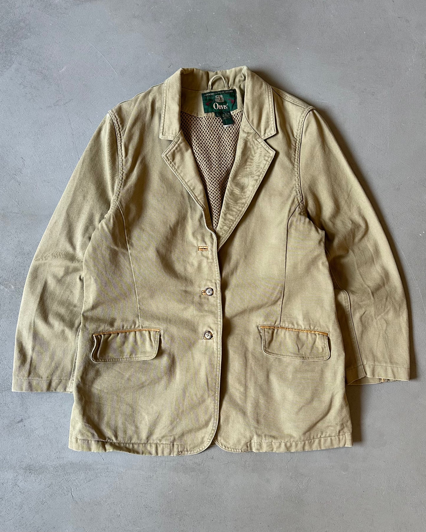 1990s - Tan Orvis Twill Blazer - L