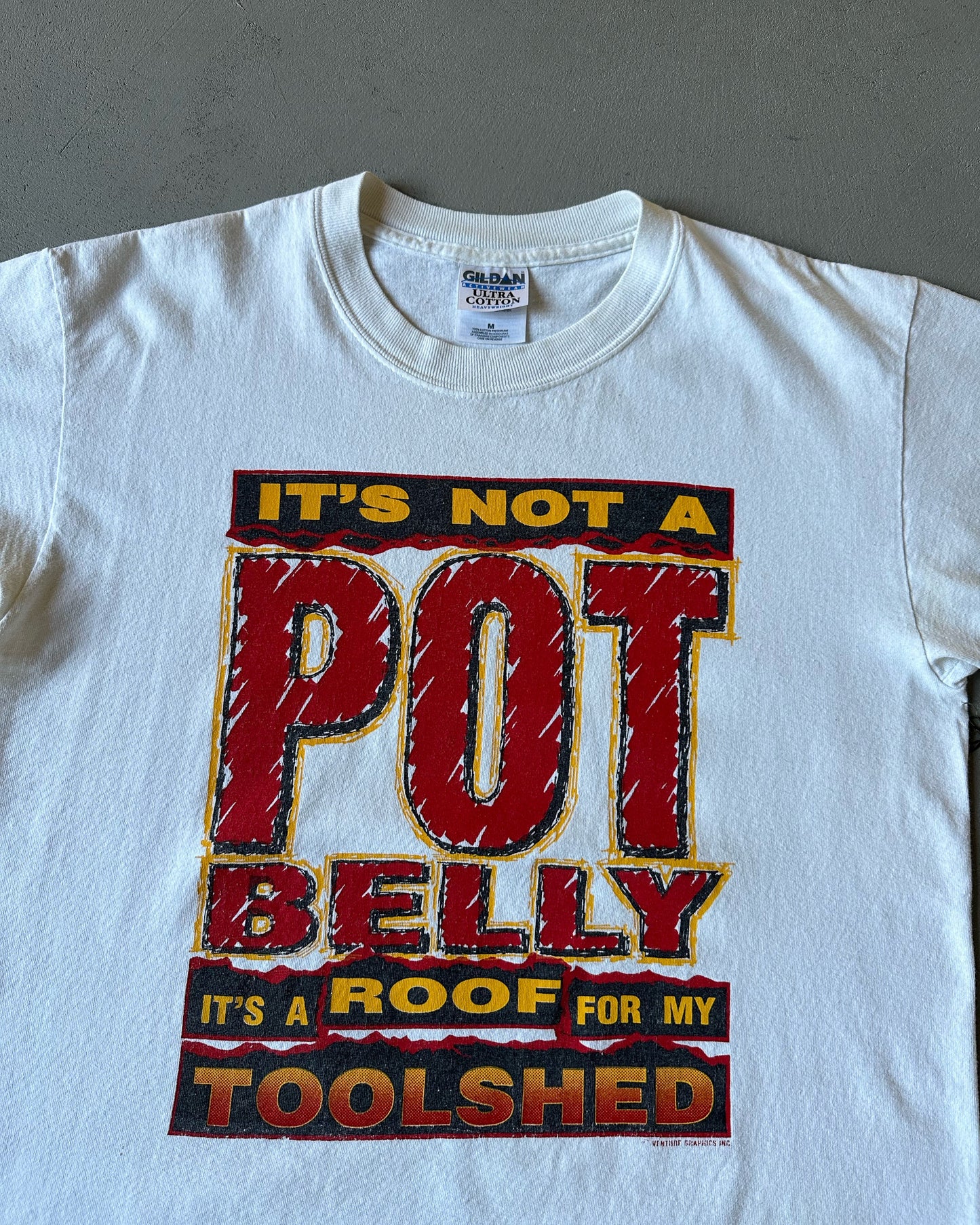 1990s - White "Roof For My Toolshed" T-Shirt - S/M