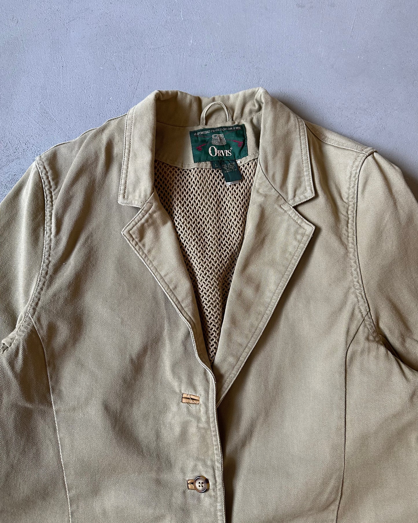 1990s - Tan Orvis Twill Blazer - L