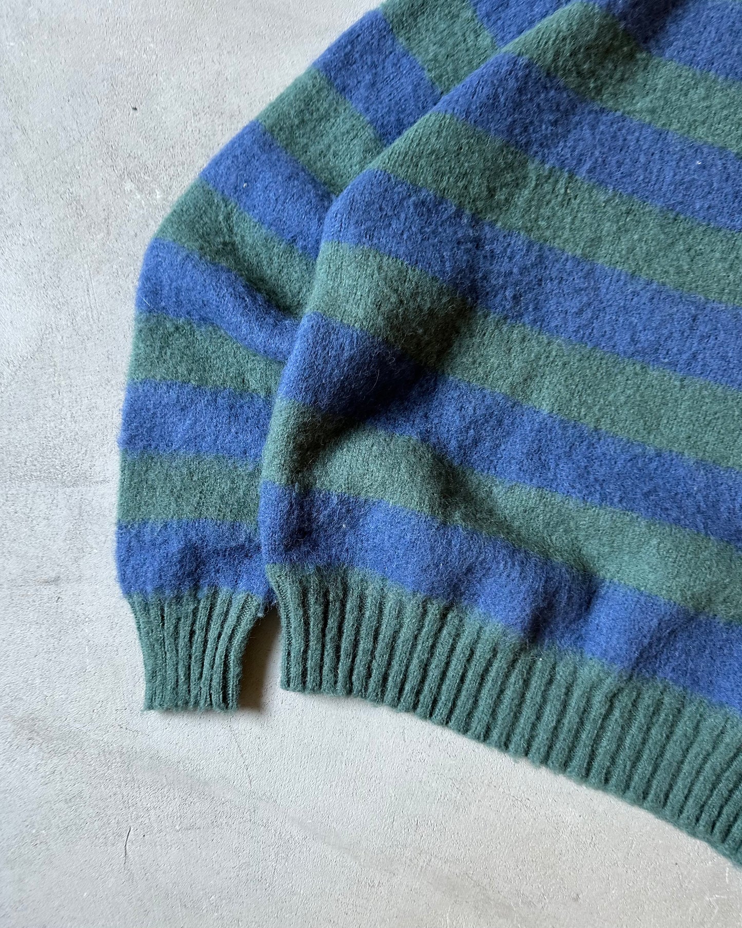1980s - Green/Blue Lacoste Striped Wool Sweater - M