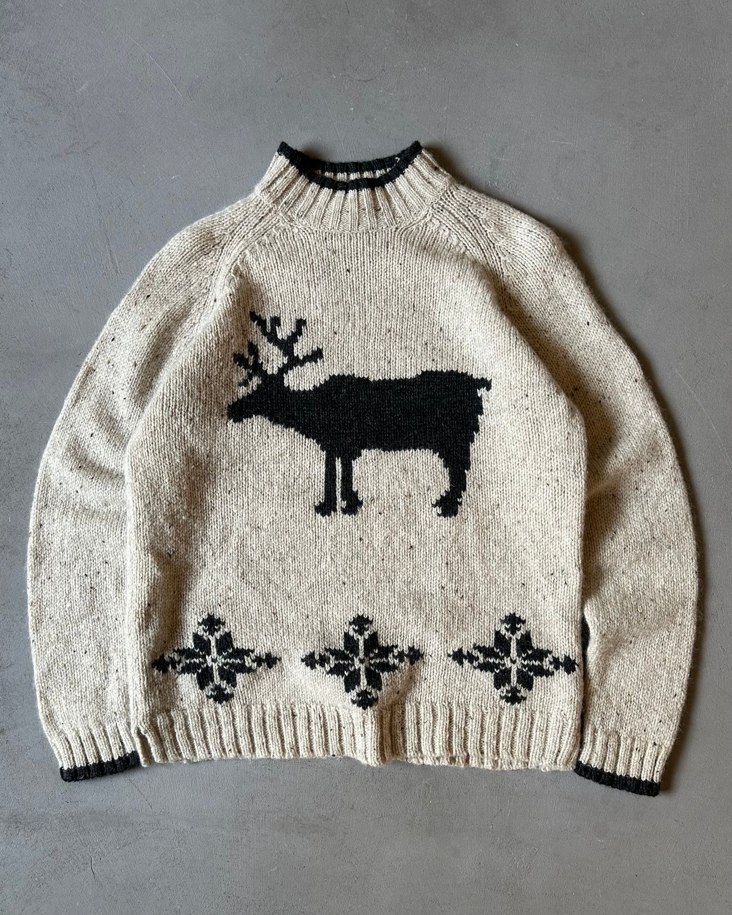 2000s - Oatmeal Eddie Bauer Moose Women's Sweater - (W)M