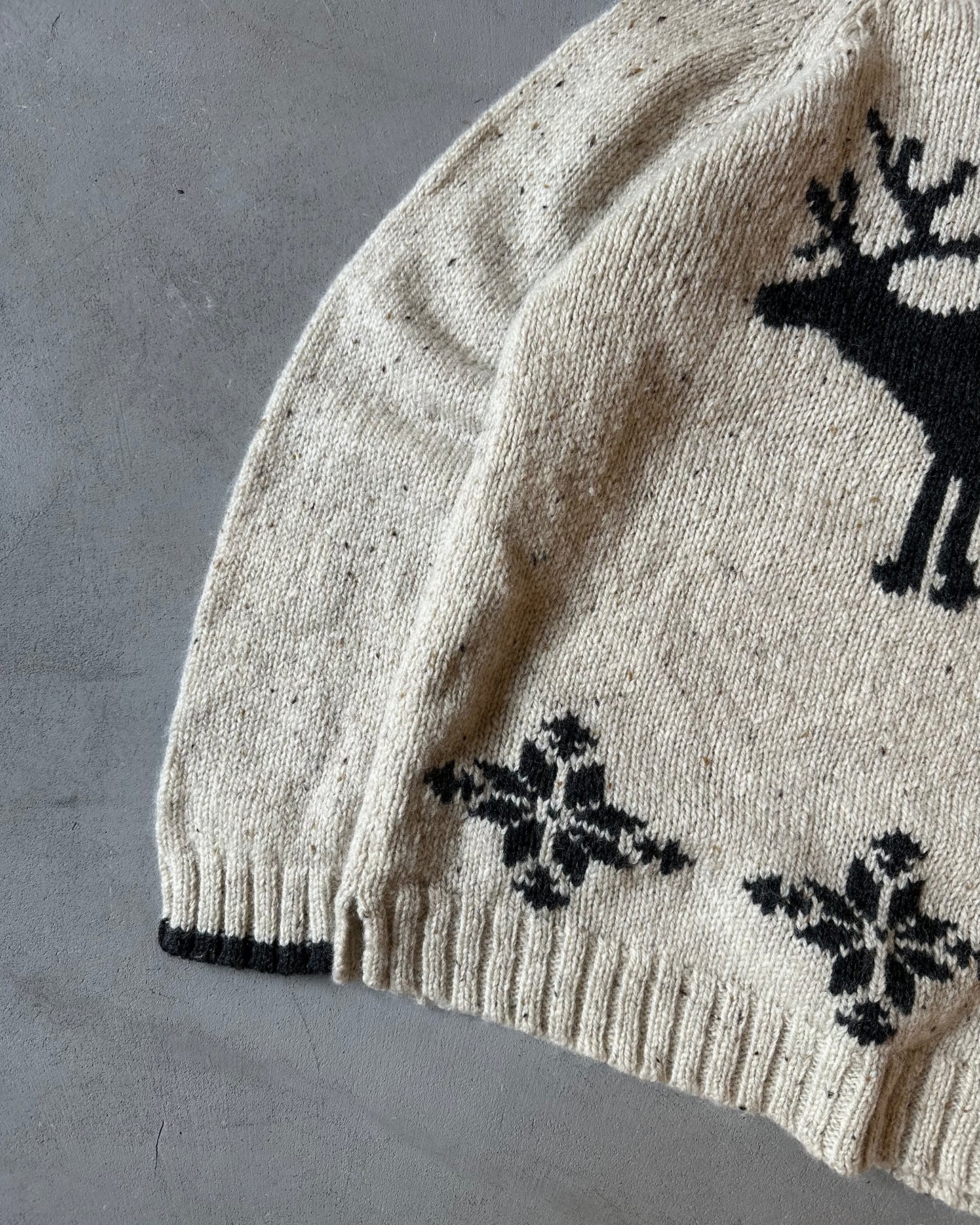 2000s - Oatmeal Eddie Bauer Moose Women's Sweater - (W)M