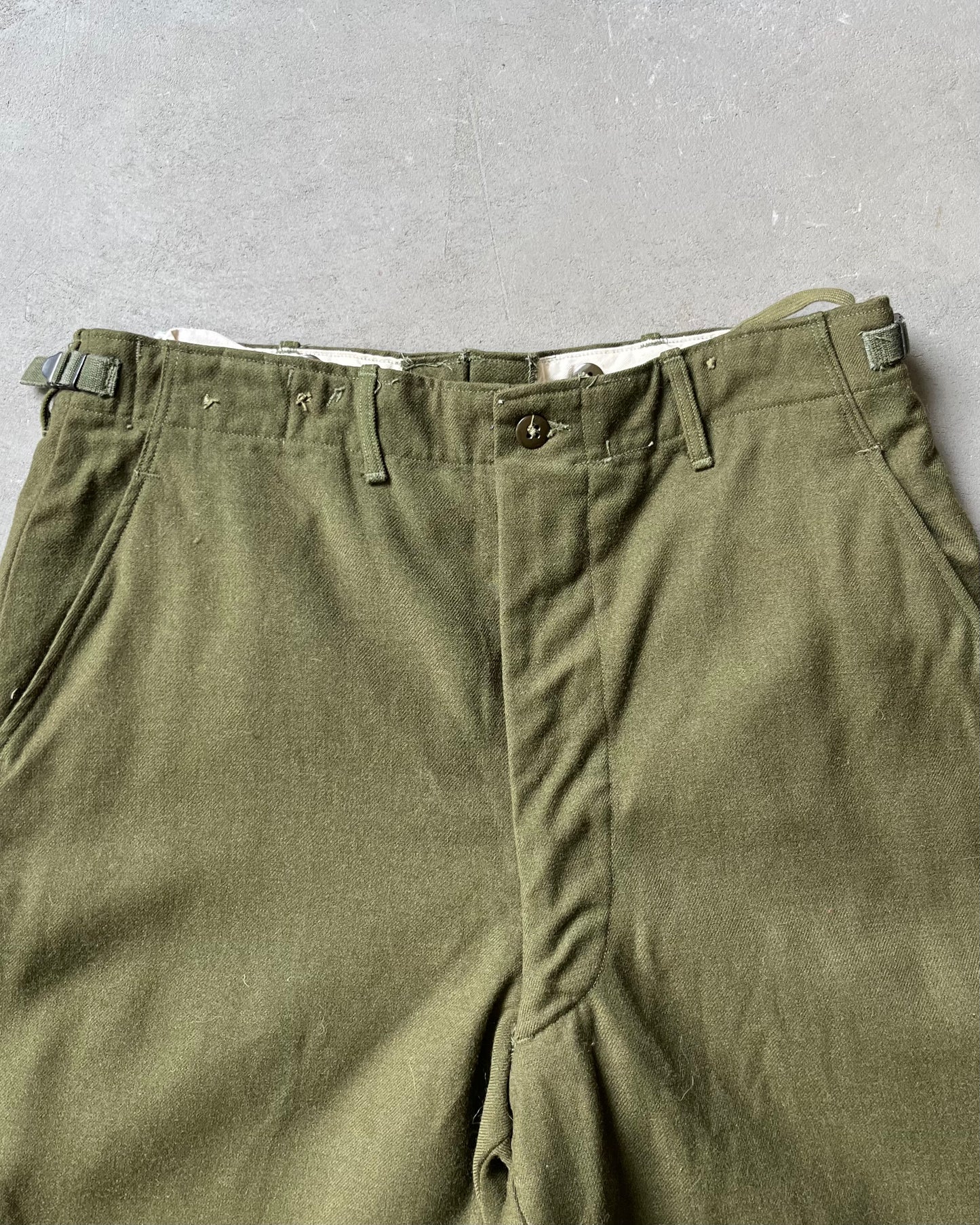 1960s - Green Military Wool Trousers - 33x30