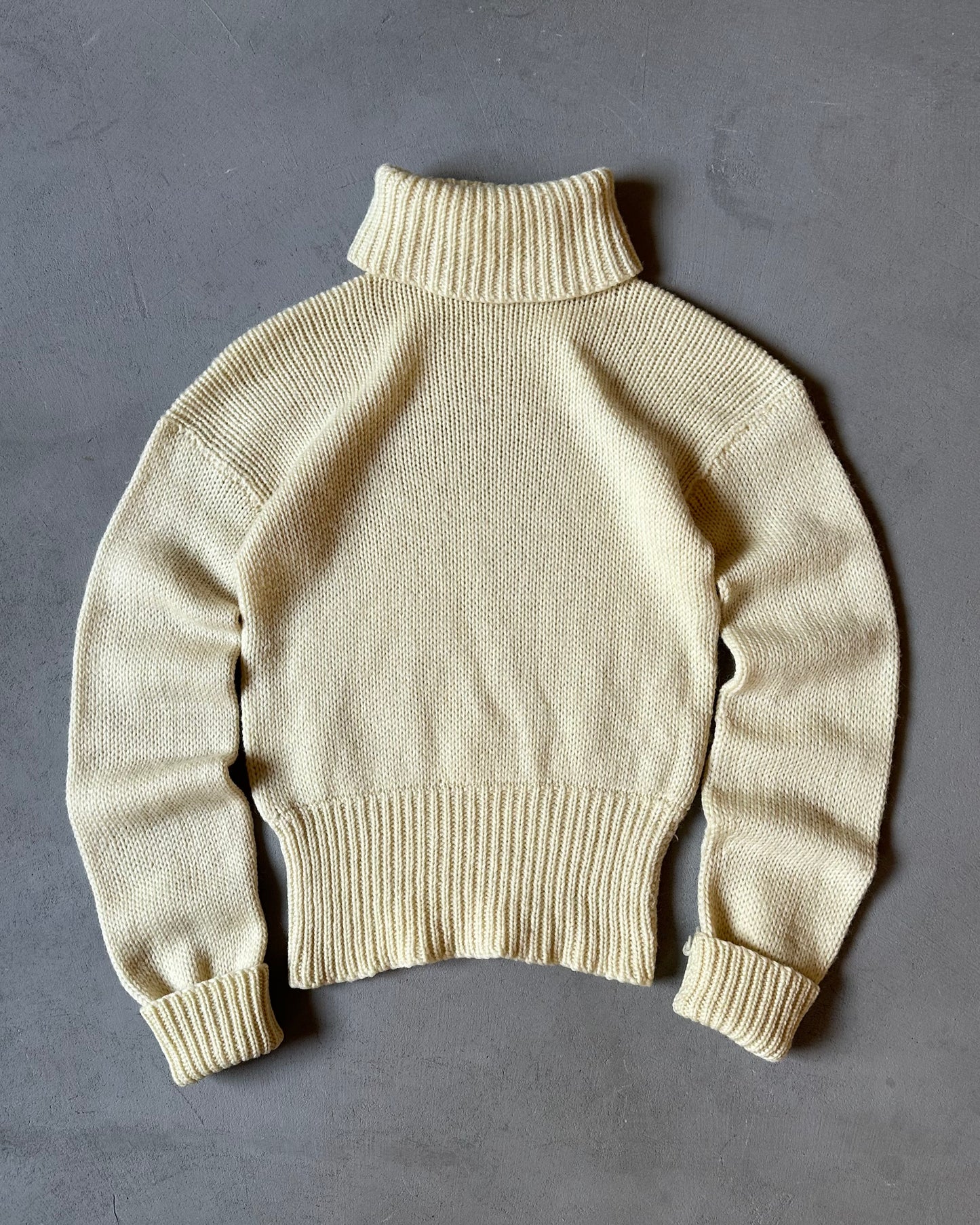 1960s - Cream Women's Turtleneck Sweater - (W)XS/S