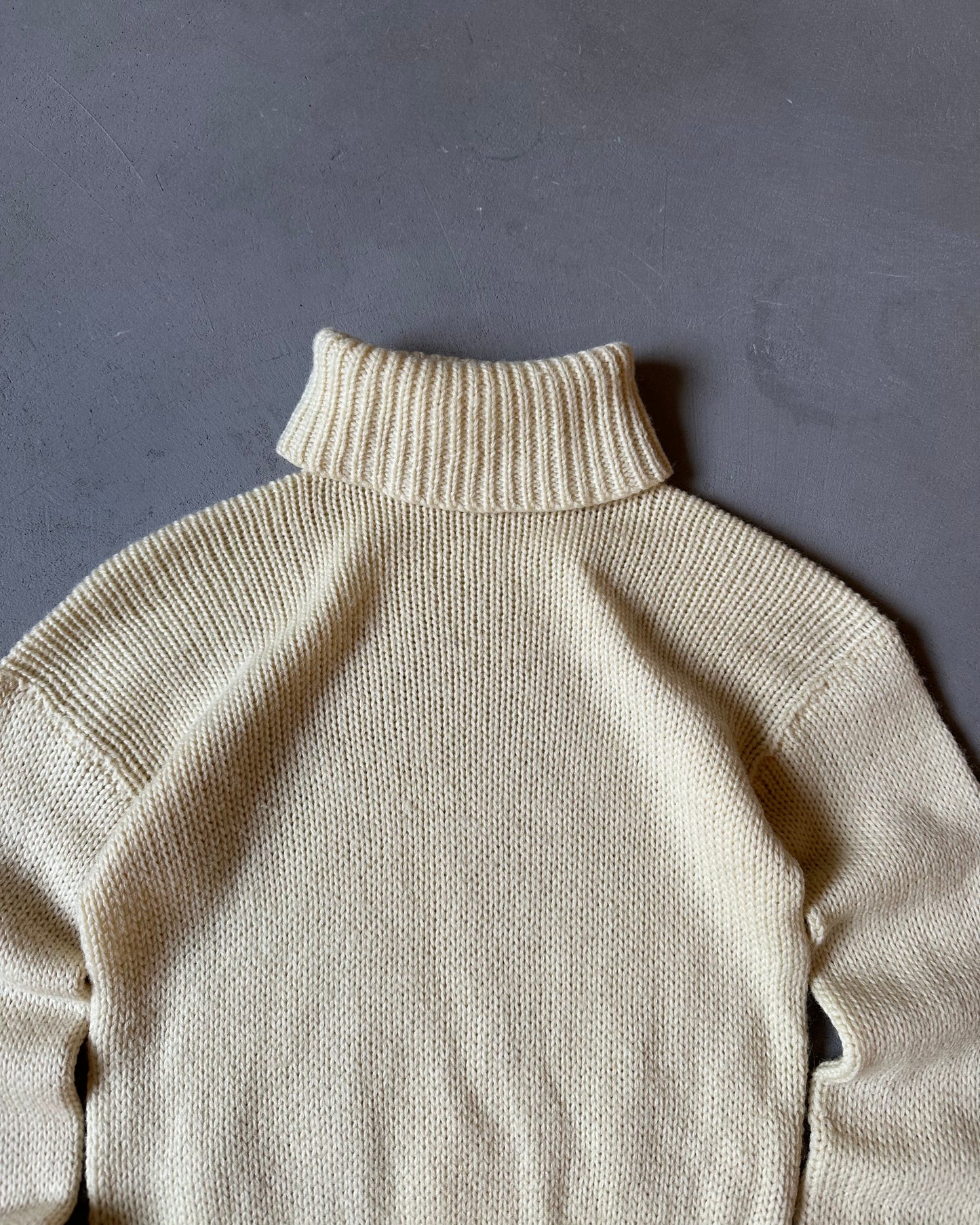1960s - Cream Women's Turtleneck Sweater - (W)XS/S