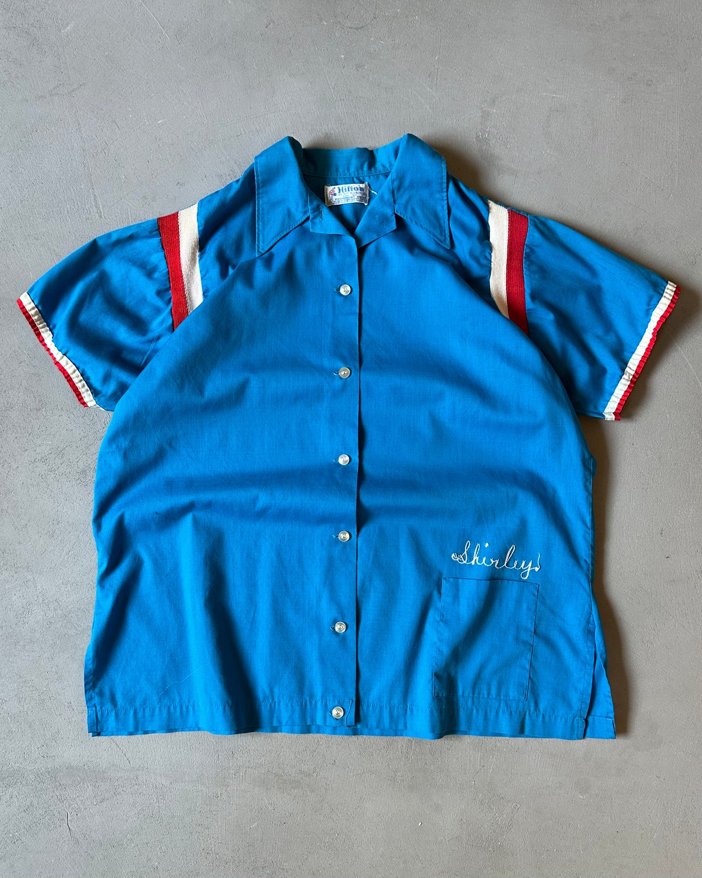 1970s - Blue/Red "C.M.L" Women's Bowling Shirt - (W)M