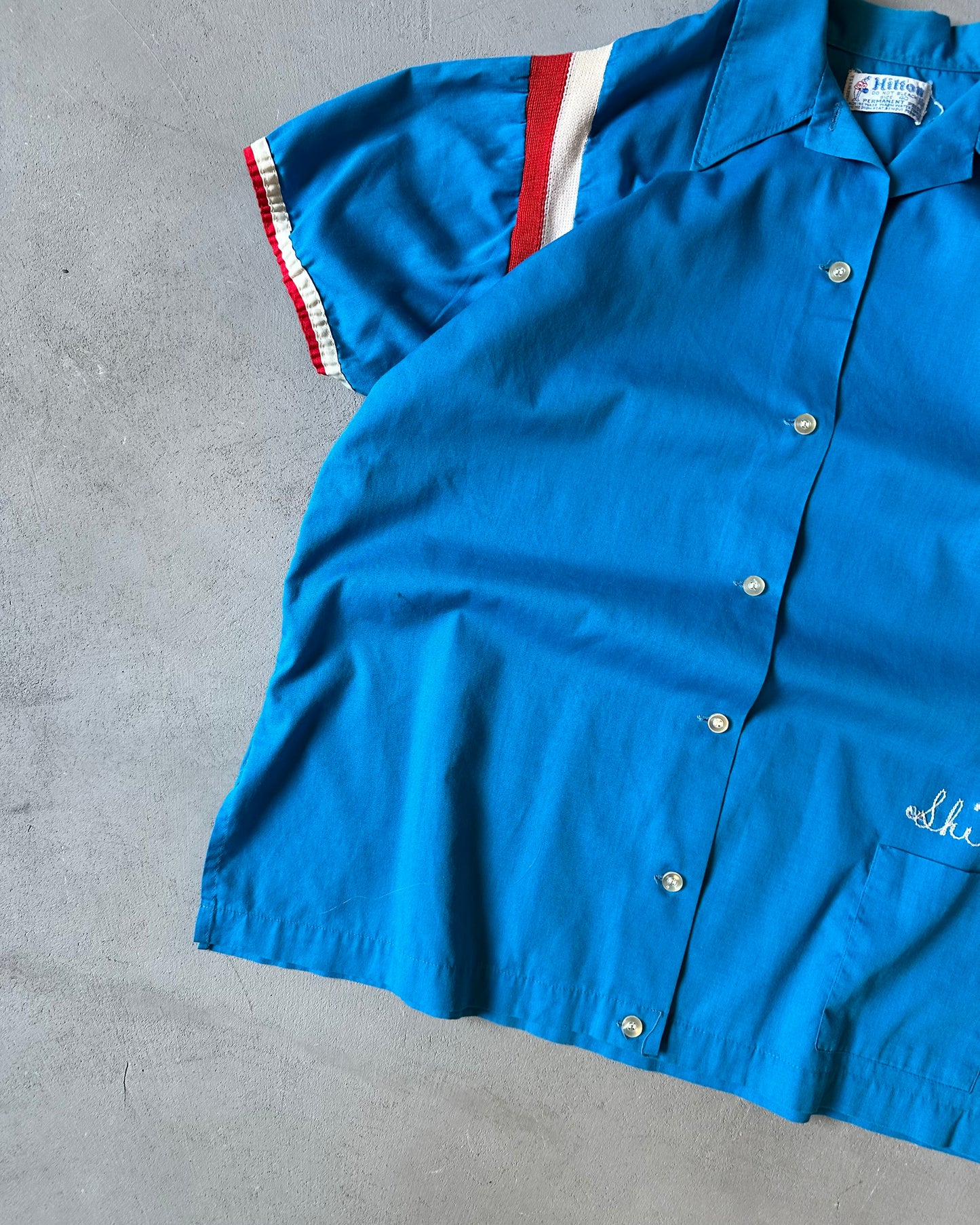 1970s - Blue/Red "C.M.L" Women's Bowling Shirt - (W)M