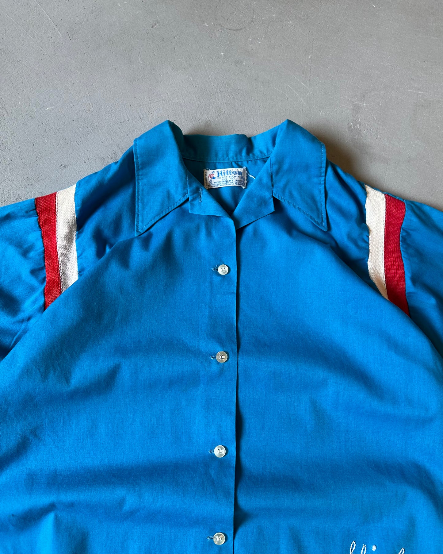 1970s - Blue/Red "C.M.L" Women's Bowling Shirt - (W)M