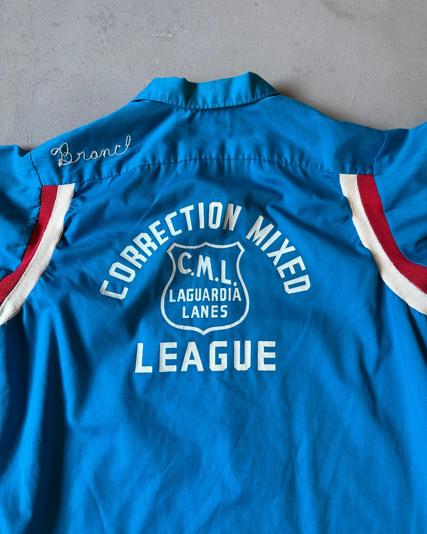 1970s - Blue/Red "C.M.L" Women's Bowling Shirt - (W)M