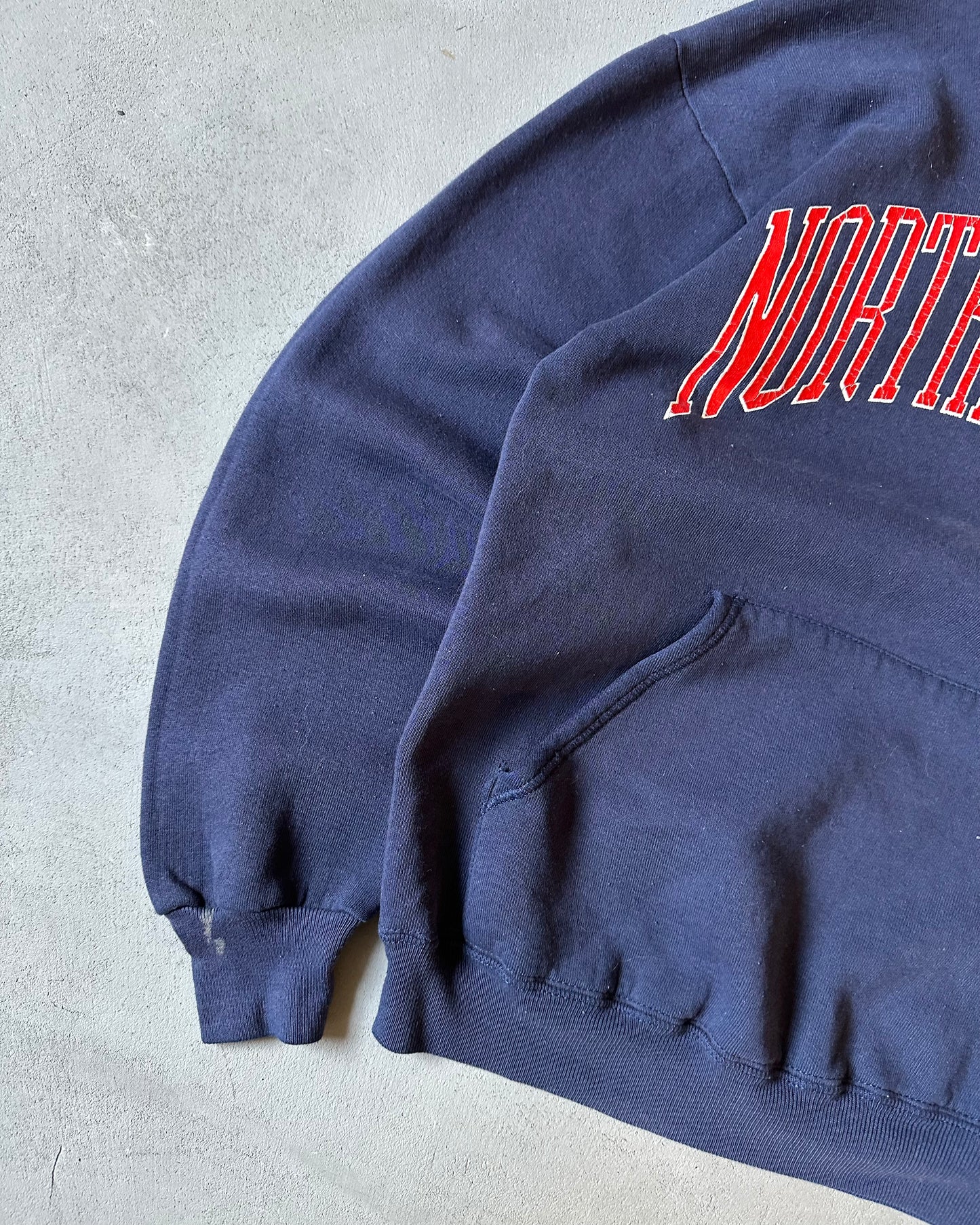 1990s - Distressed Navy "Northeastern" Hoodie - XS