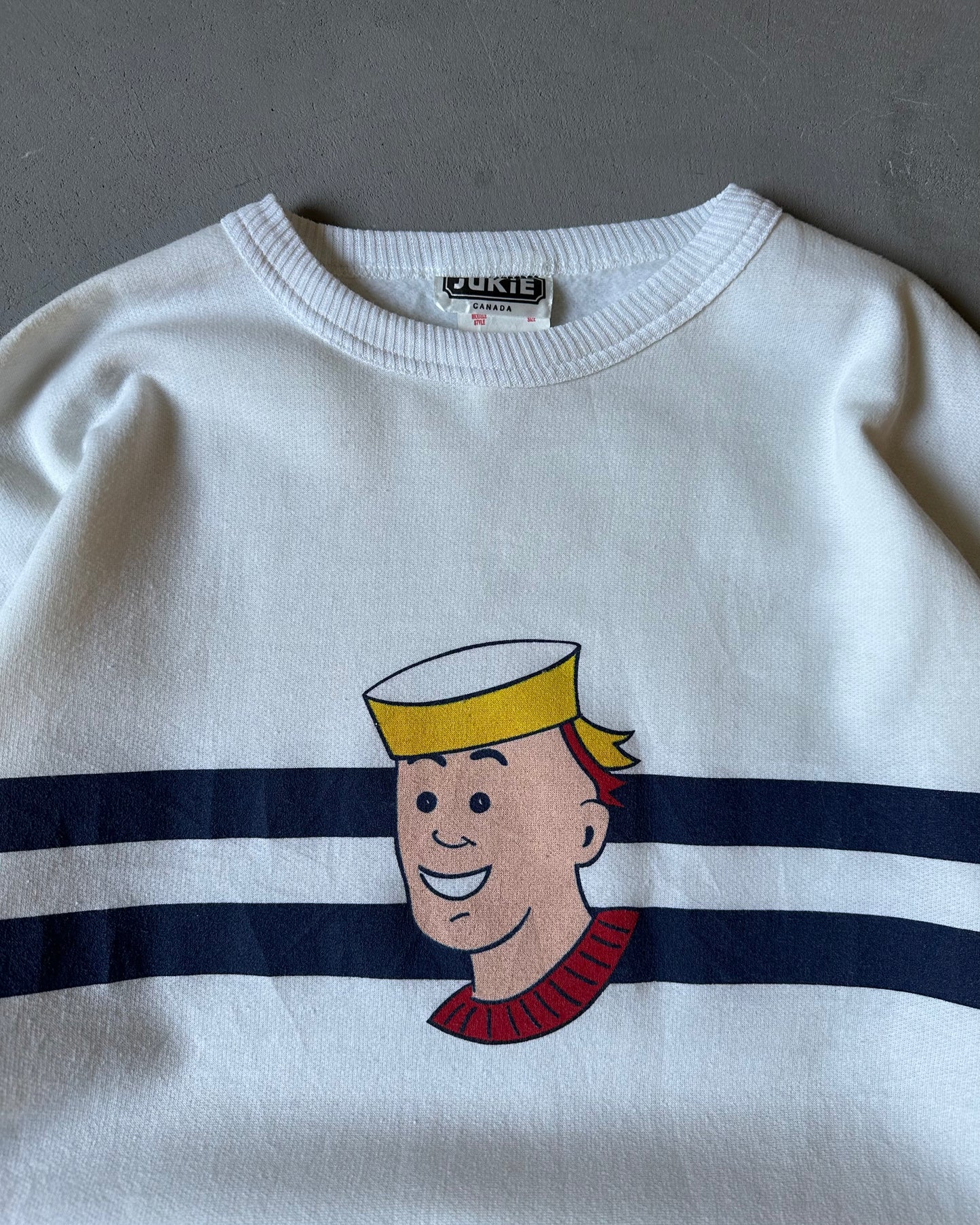 1980s - White "Sailor" Light Crewneck - S/M