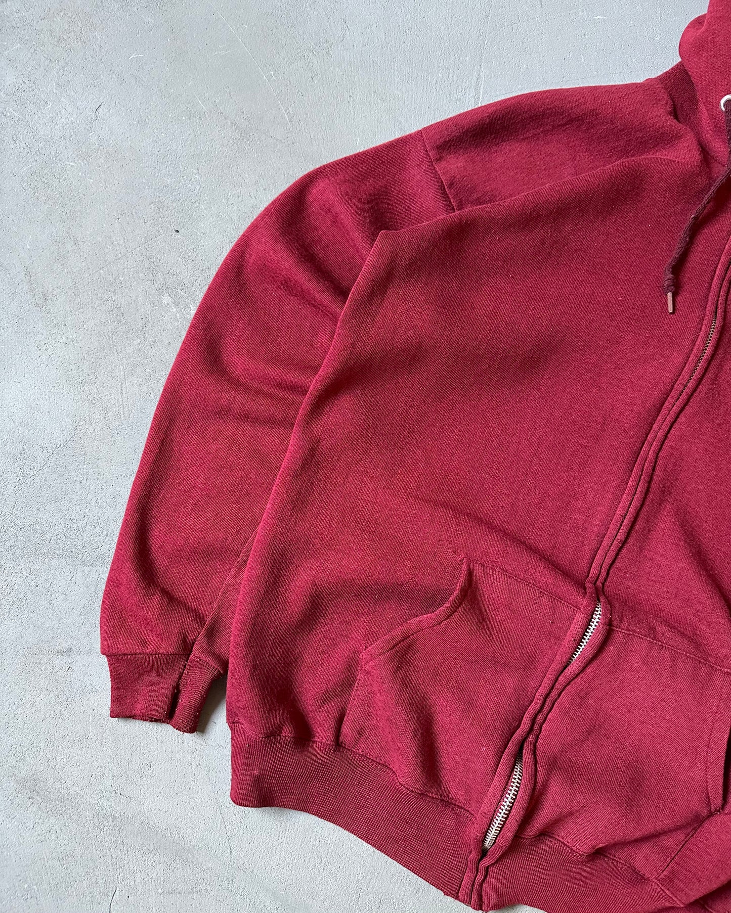 1980s - Faded Burgundy Zip Up Hoodie - M