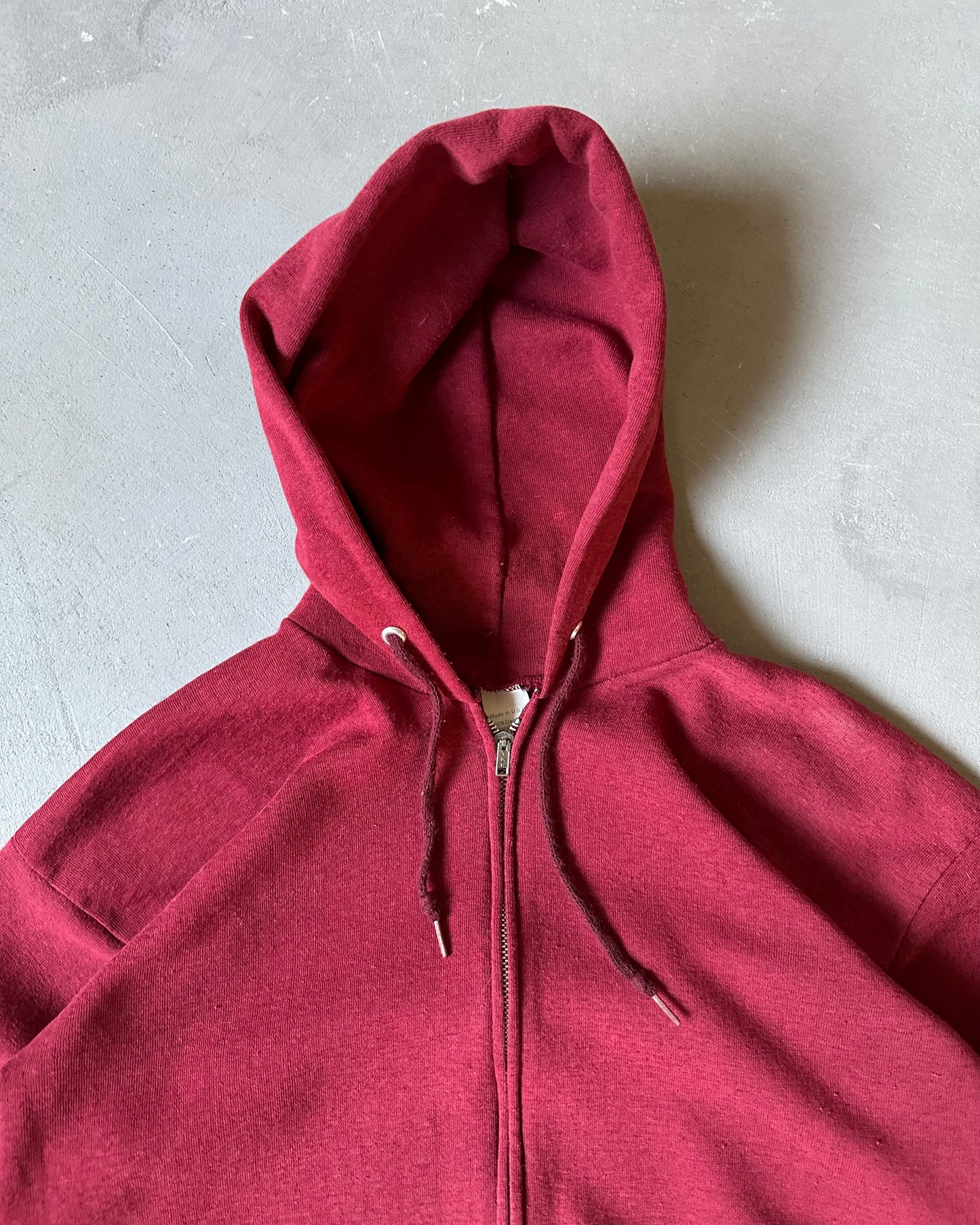 1980s - Faded Burgundy Zip Up Hoodie - M
