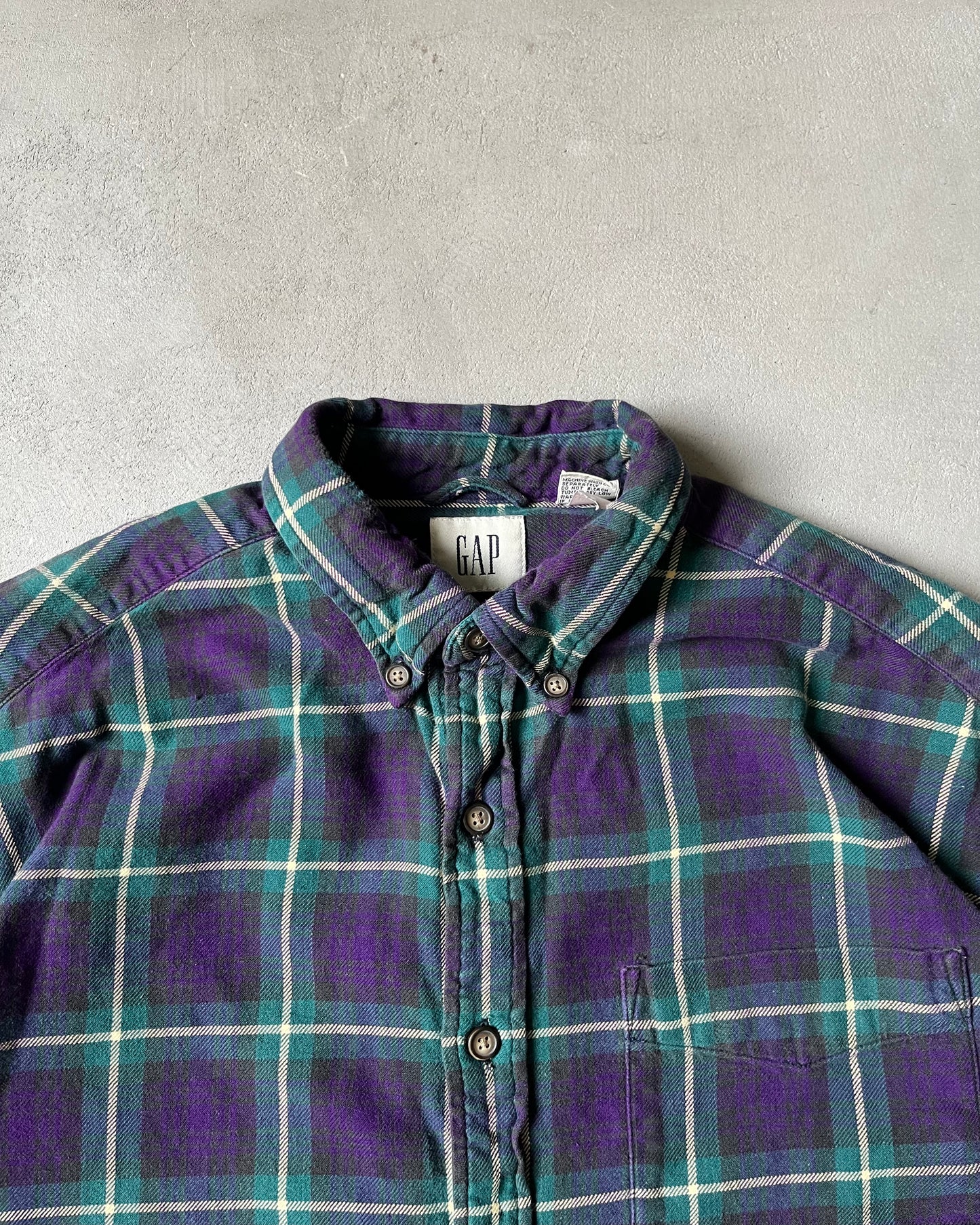 1990s - Plum/Green GAP Plaid Flannel - L