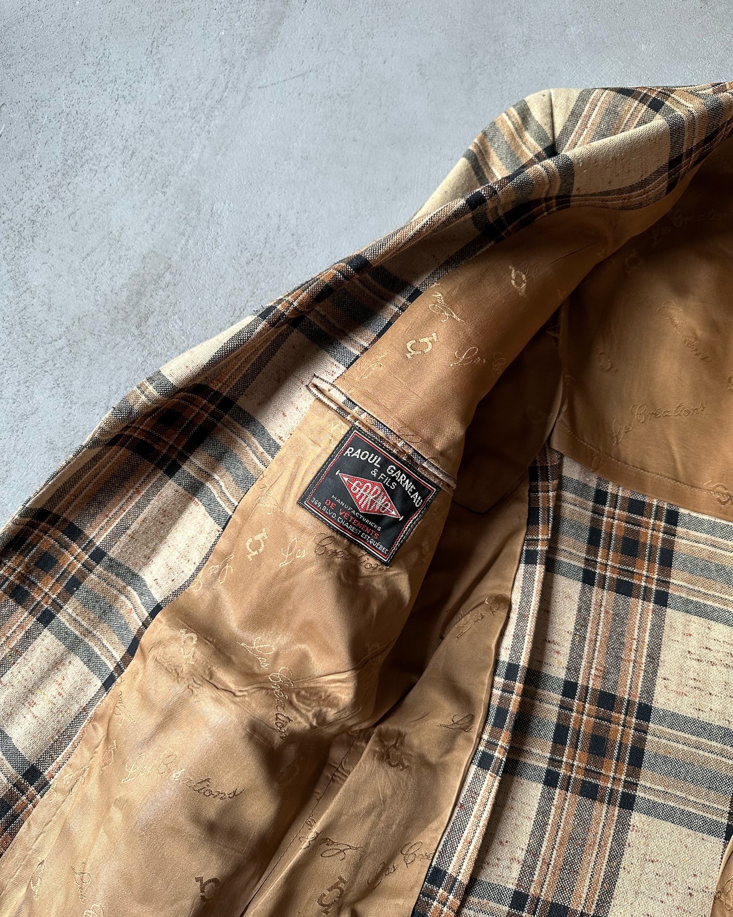 1970s - Tan/Brown Plaid Wool Blazer - 38