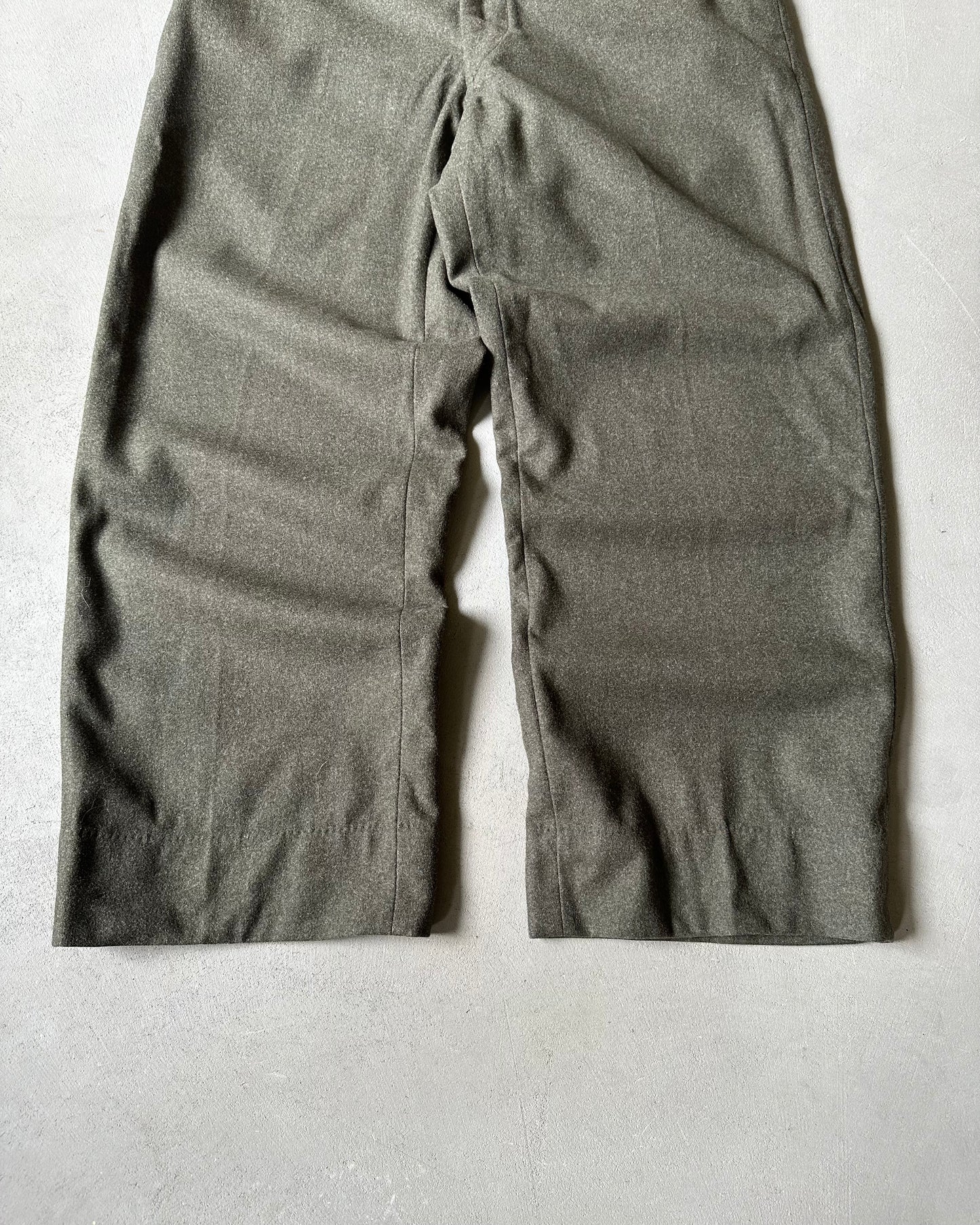 1950s - Green Military Wool Loose Trousers - 32x29