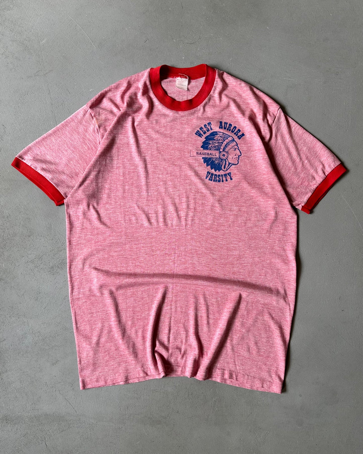 1970s - Red "West Aurora" Ringer - L/XL