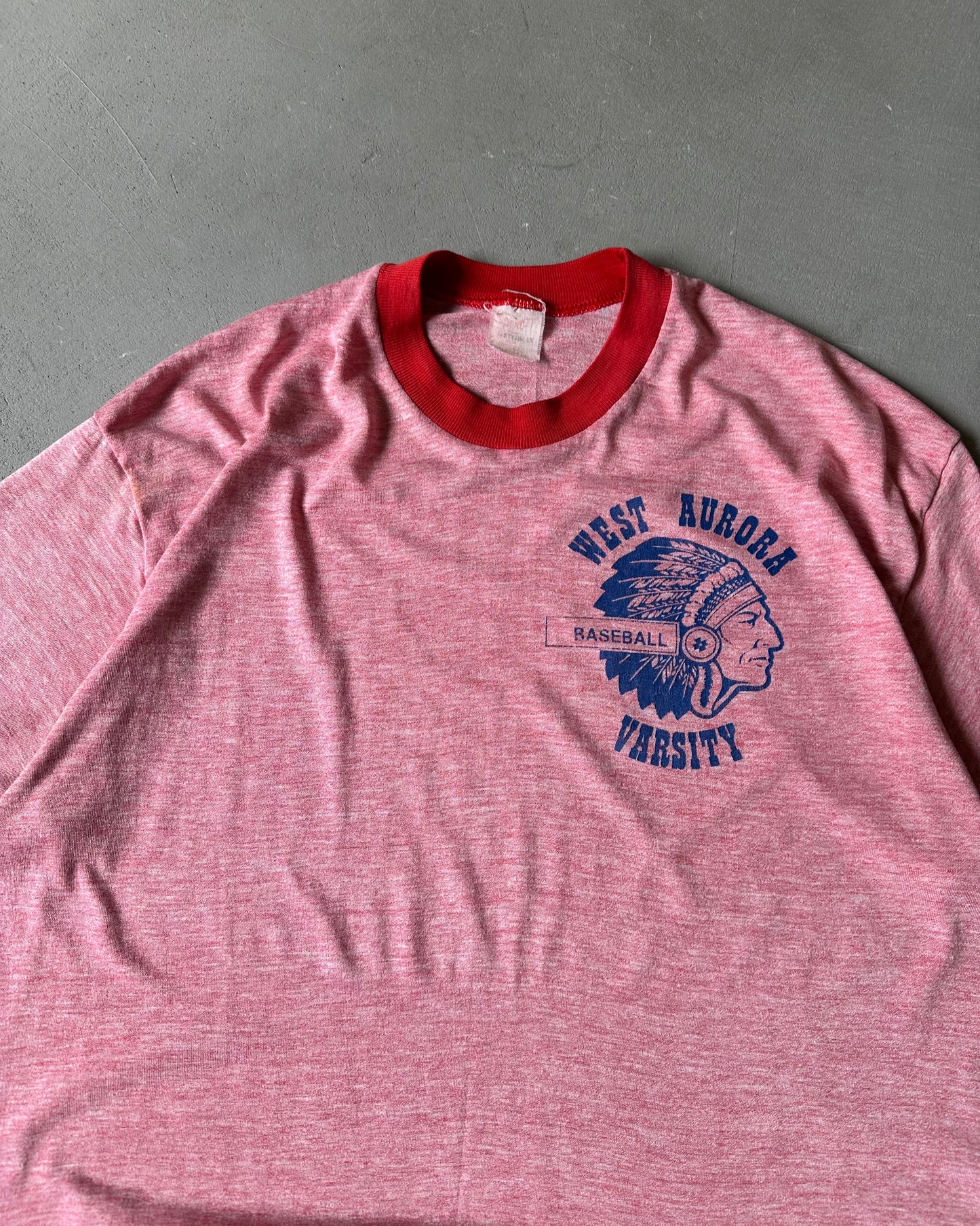 1970s - Red "West Aurora" Ringer - L/XL