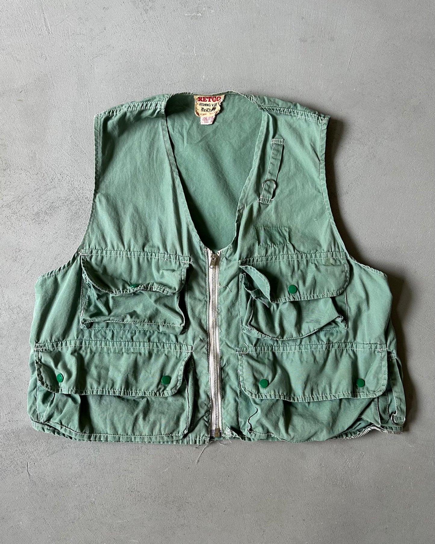 1960s - Sage Green Fishing Vest - M
