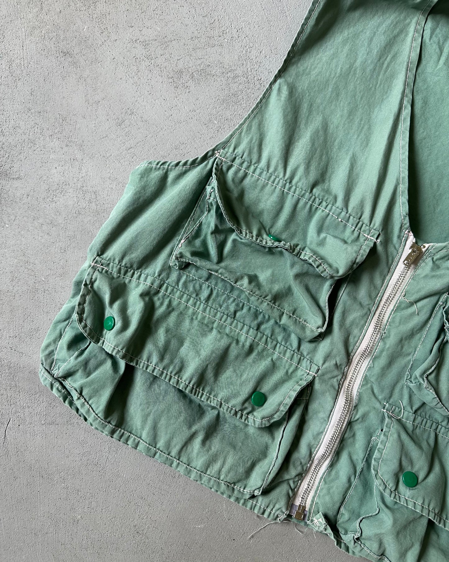 1960s - Sage Green Fishing Vest - M