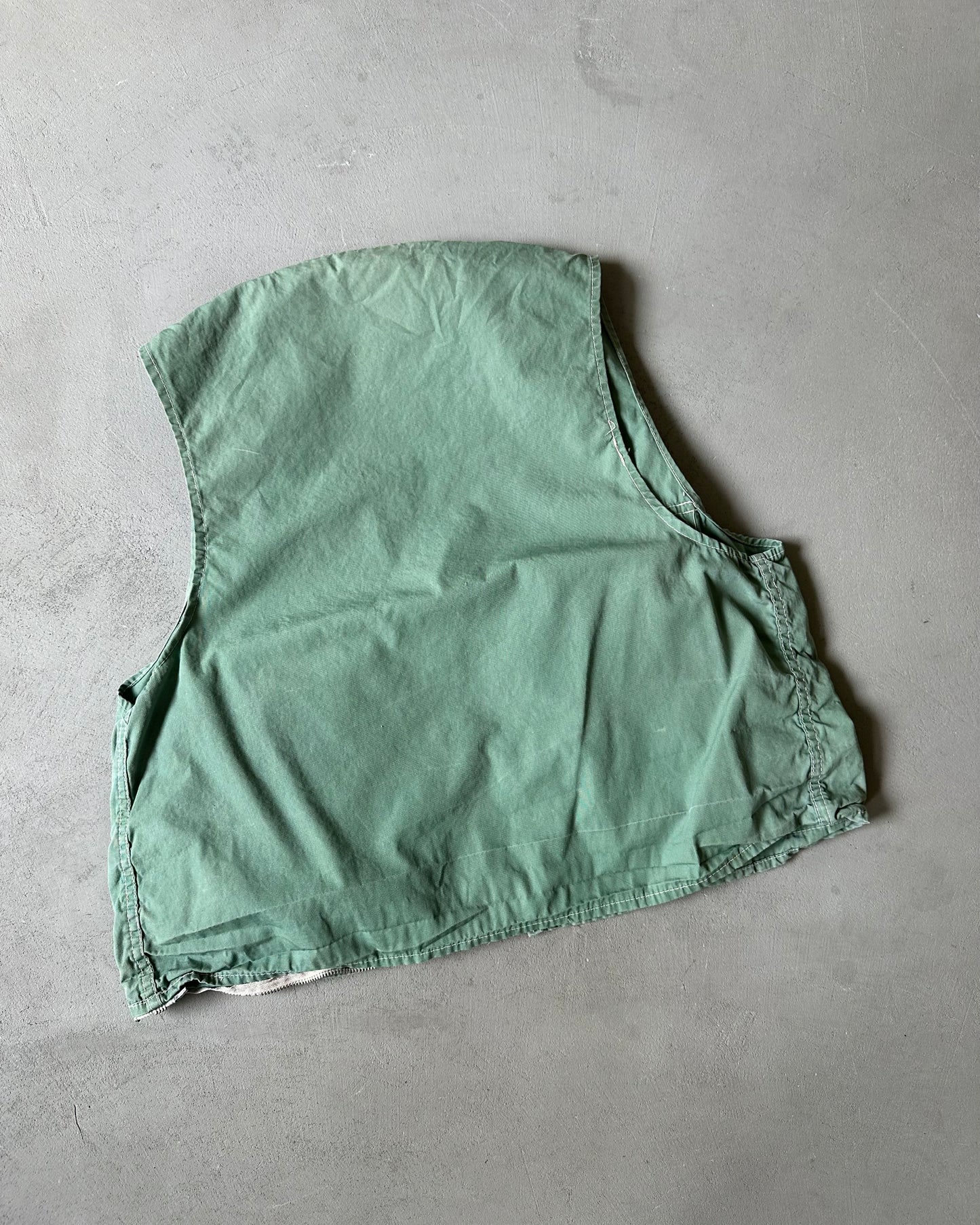 Années 1960 - Gilet de pêche vert sauge - M