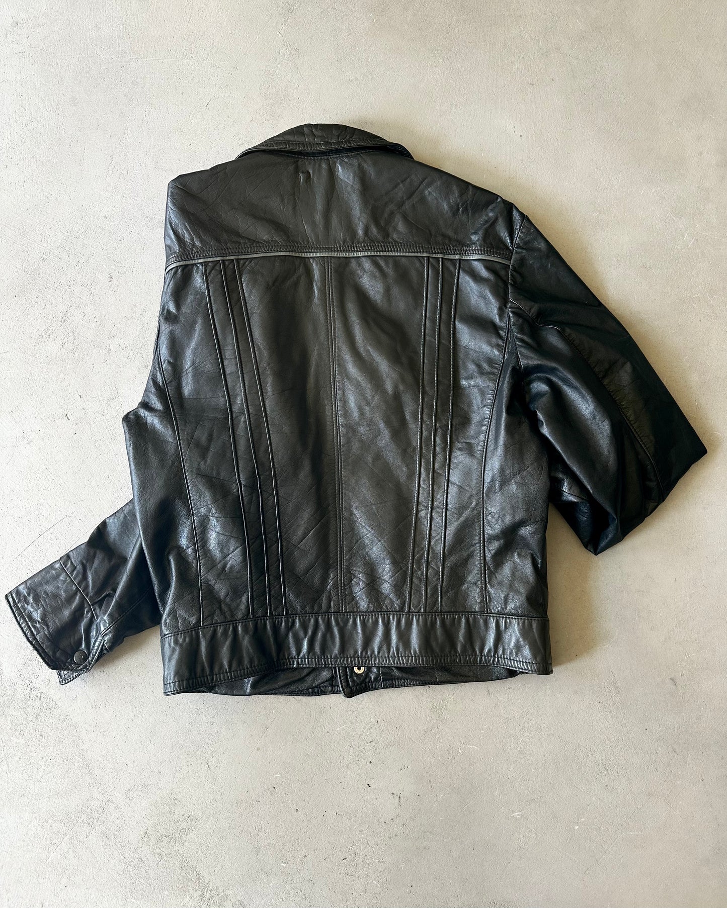 1960s - Black Perfect Leather Goods Jacket - L