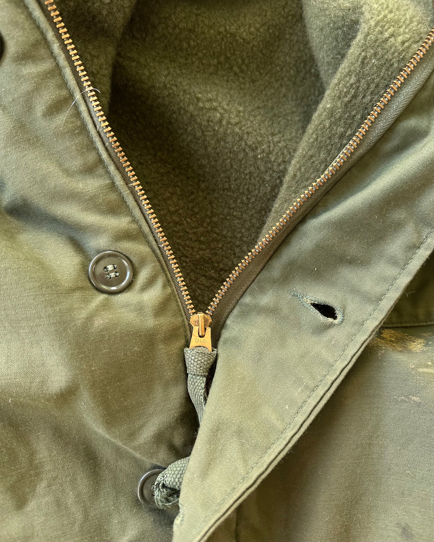 1970s - Distressed Green Military Deck Jacket - M