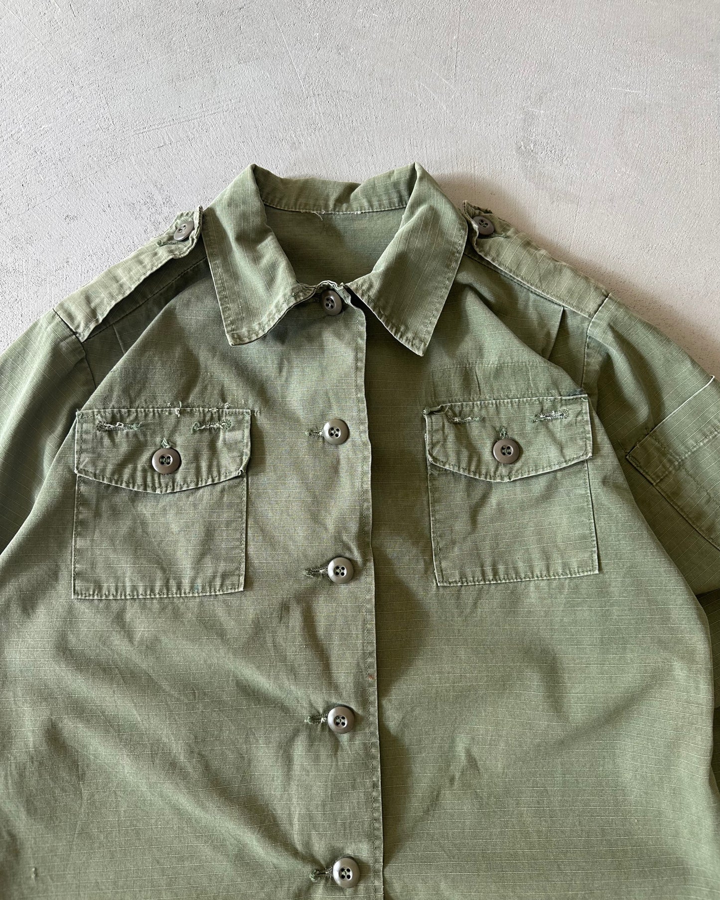 1980s - Green Ripstop Military Women's Shirt - (W)M