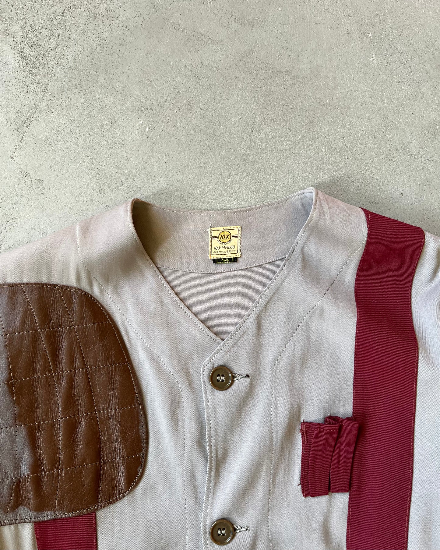 Années 50 - Surchemise de chasse en gabardine gris/bordeaux - T.L