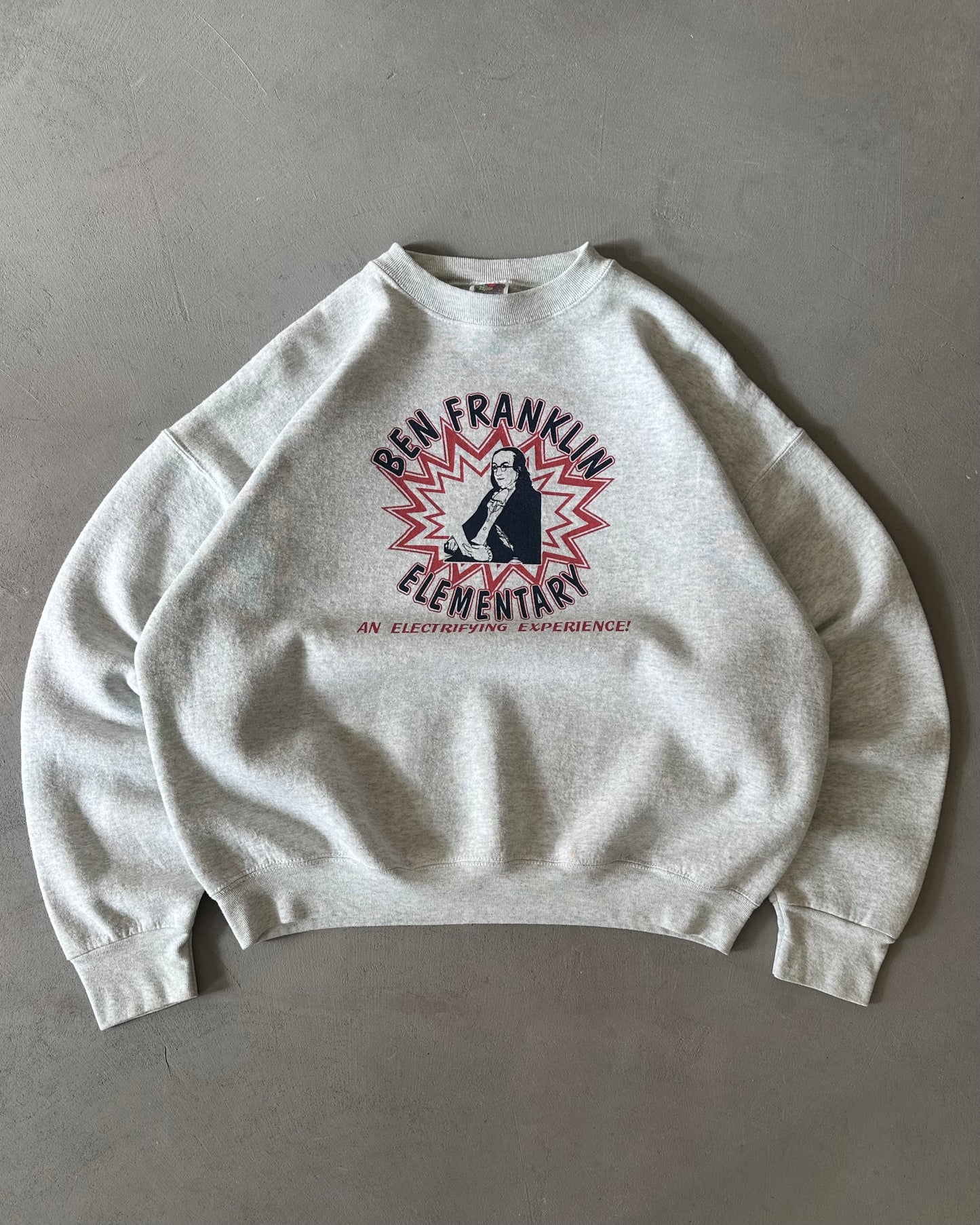1990s - Ash Grey Ben Franklin Crewneck - M/L
