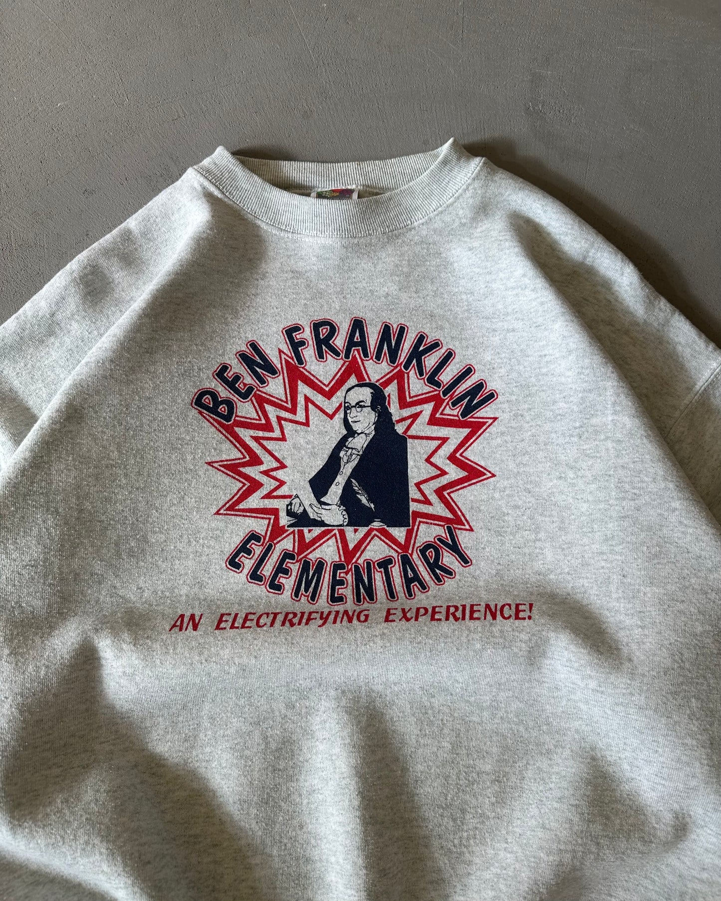 1990s - Ash Grey Ben Franklin Crewneck - M/L